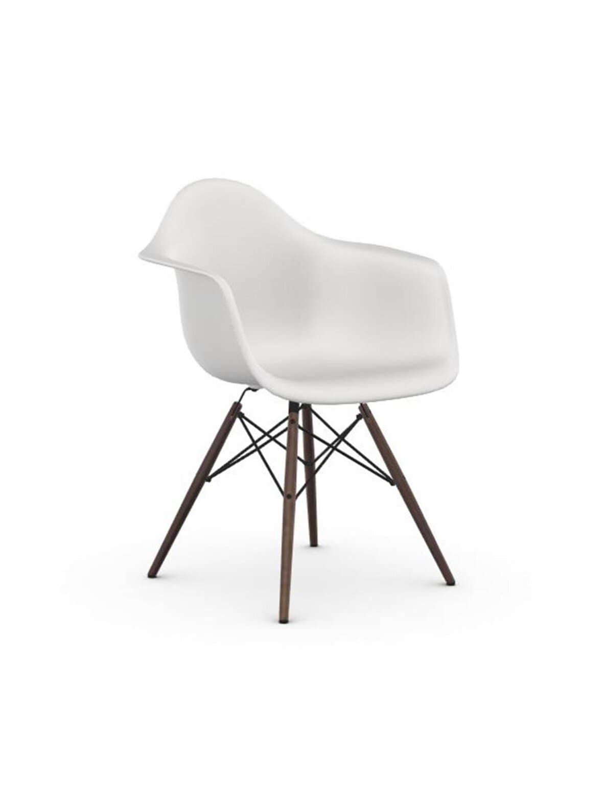 Eames daw re -tuoli käsinojilla cotton white/ruskea vaahtera – Vitra