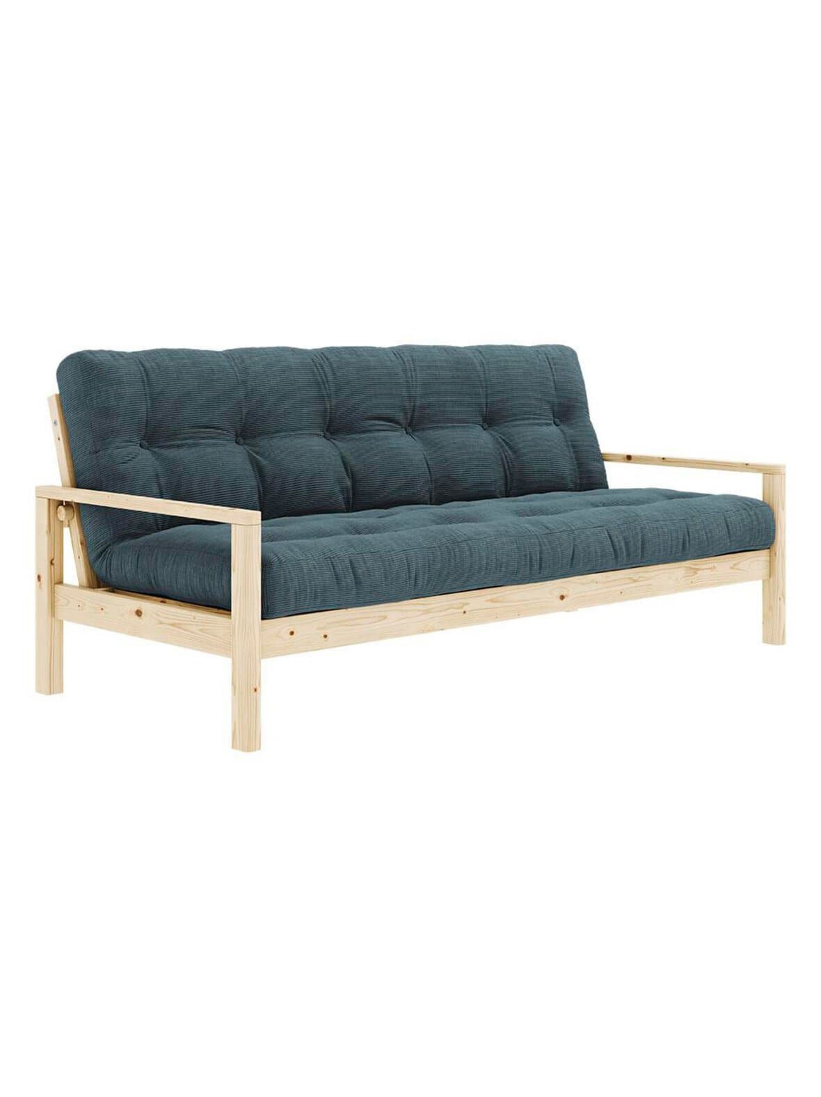 Knob-futonsohva corduroy-kangas pale blue/mänty l 205 cm – Karup