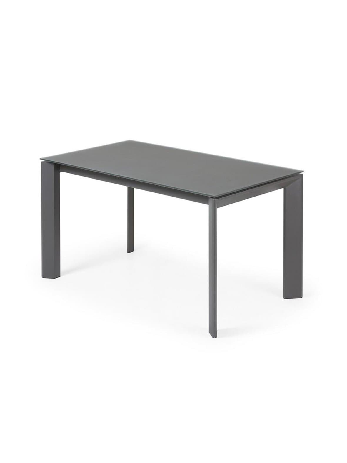 Axis- jatkettava ruokapöytä harmaa lasi/tummanharmaa 90 x 140/200 cm – Kave Home