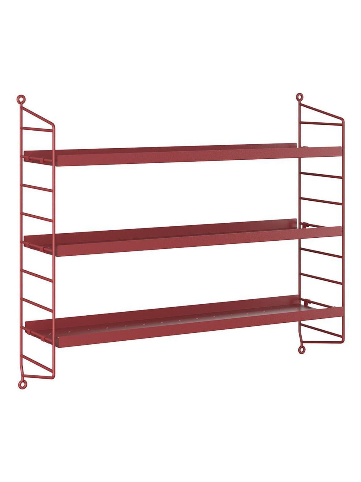 String pocket metal -seinähylly oxtorgsröd tummanpunainen – String Furniture