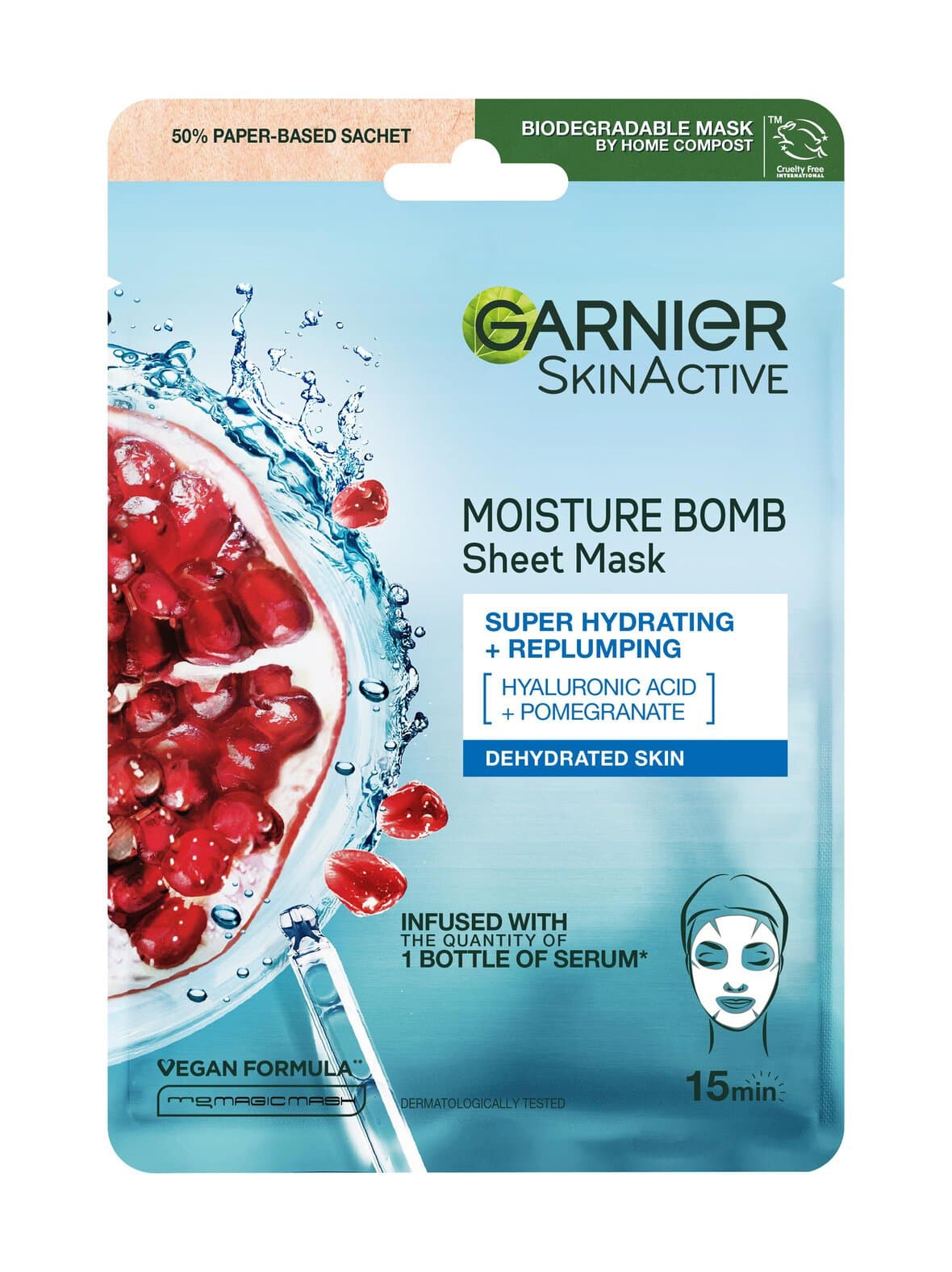 Moisture bomb super-hydrating and replumping sheet mask -kangasnaamio – Garnier