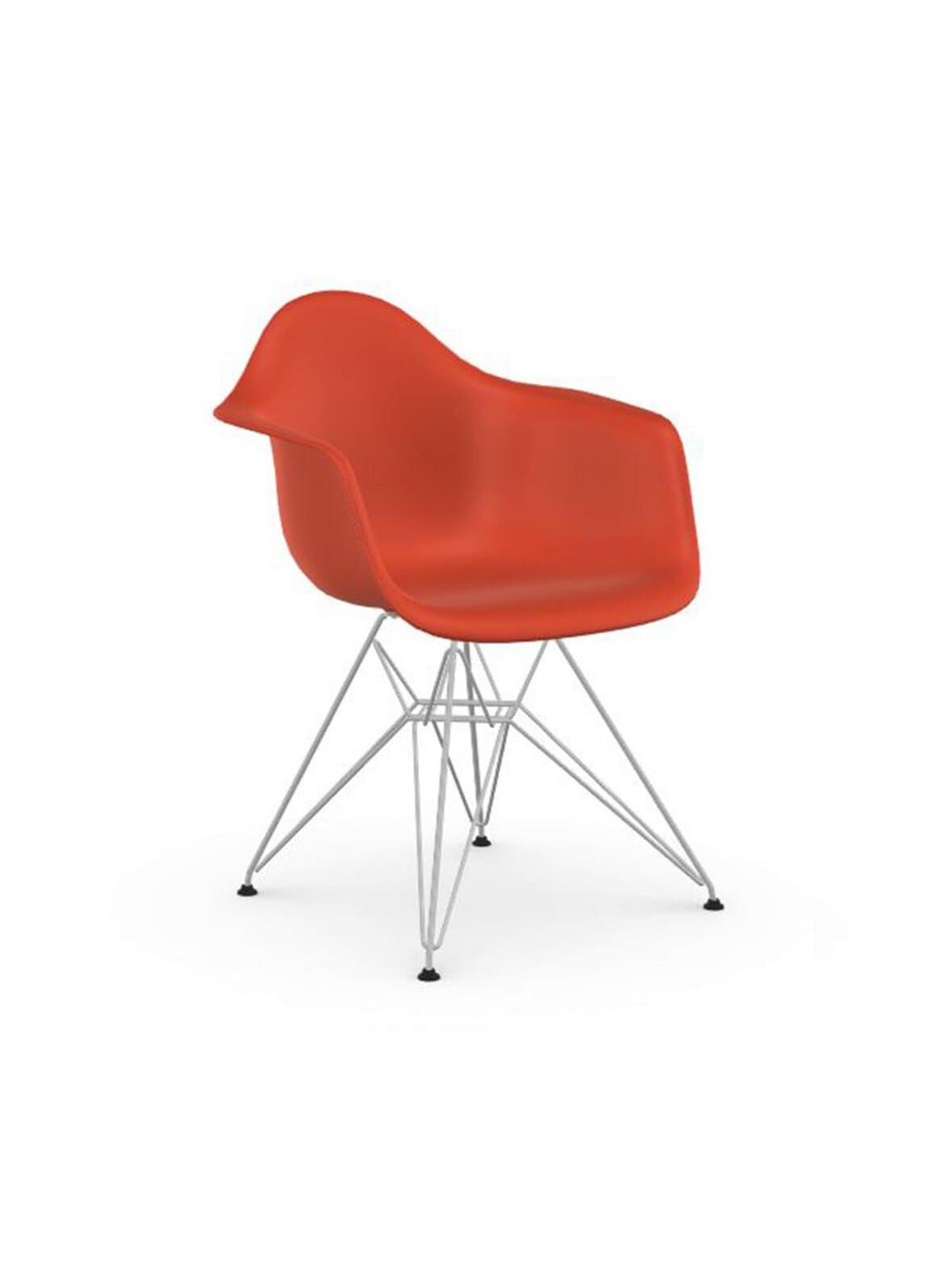 Eames dar re -tuoli käsinojilla poppy red/kromi – Vitra