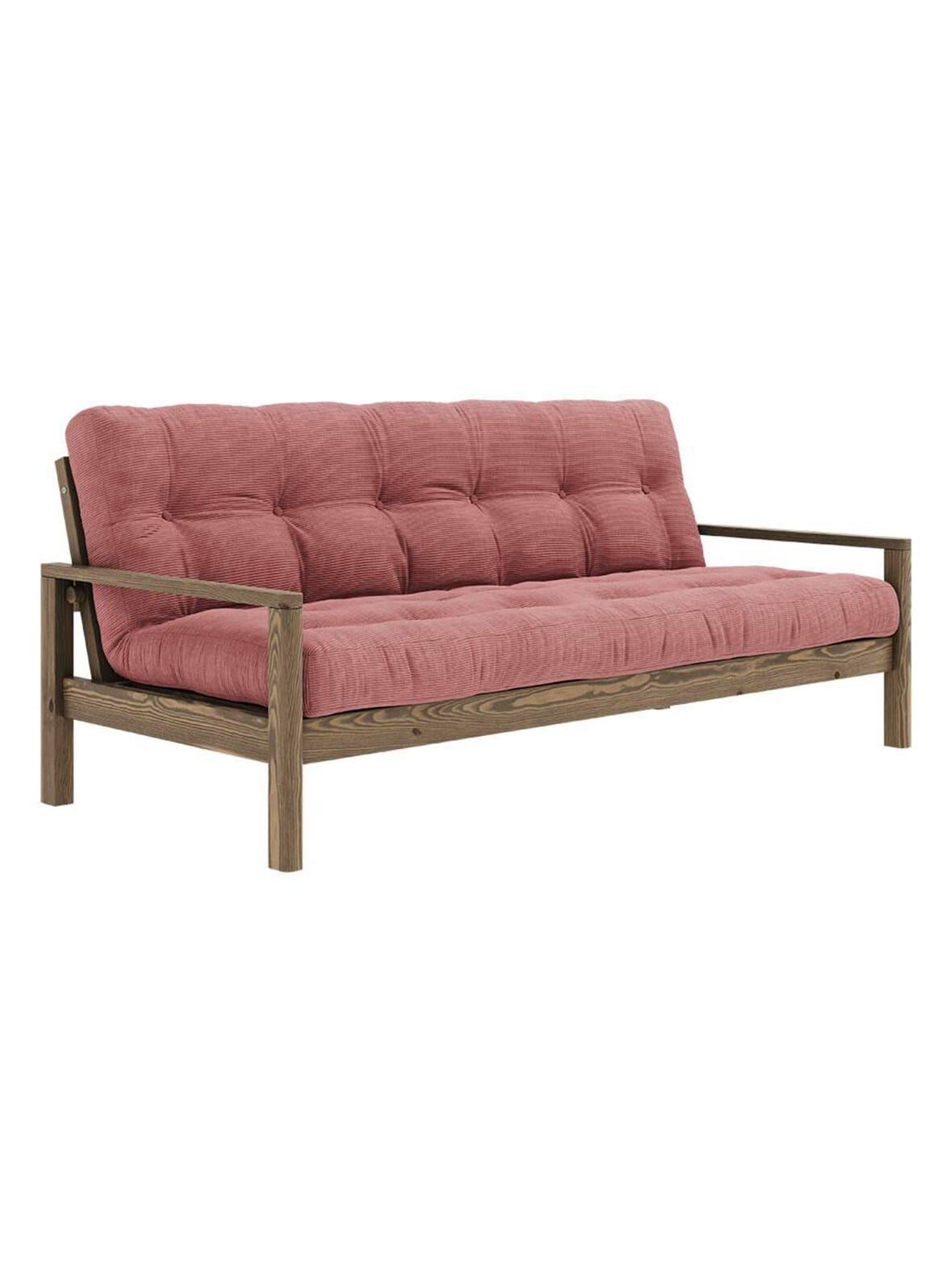Knob-futonsohva corduroy-kangas sorbet pink/carob brown l 205 cm – Karup