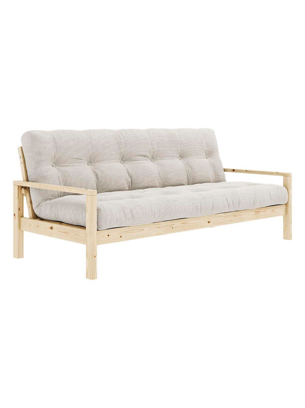 Knob-futonsohva corduroy-kangas ivory/mänty l 205 cm – Karup