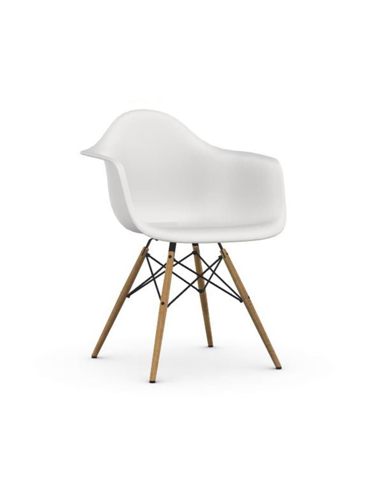 Eames daw re -tuoli käsinojilla cotton white/hunajasaarni – Vitra