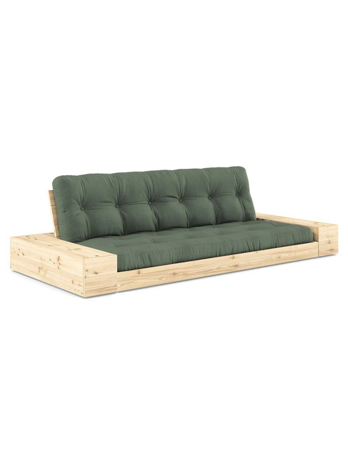 Base-futonsohva laatikoilla olive green/mänty l 244 cm – Karup