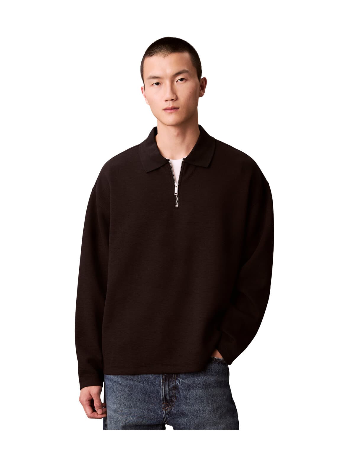 Crinkle crepe spacer quarter zip -paita – Calvin Klein Menswear