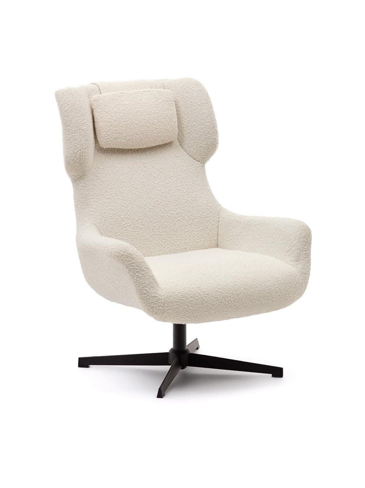 Zalina-nojatuoli valkoinen buklee-kangas – Kave Home