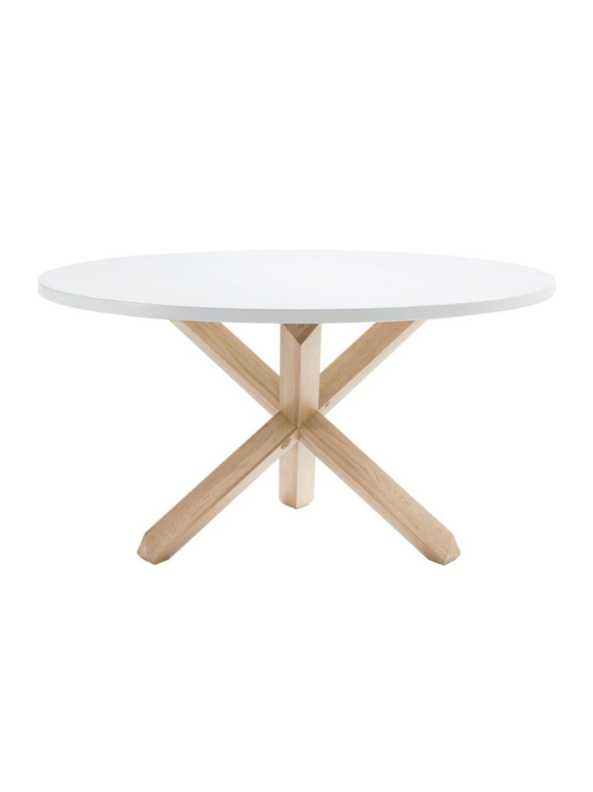 Lotus-ruokapöytä valkoinen/tammi ⌀ 120 cm – Kave Home