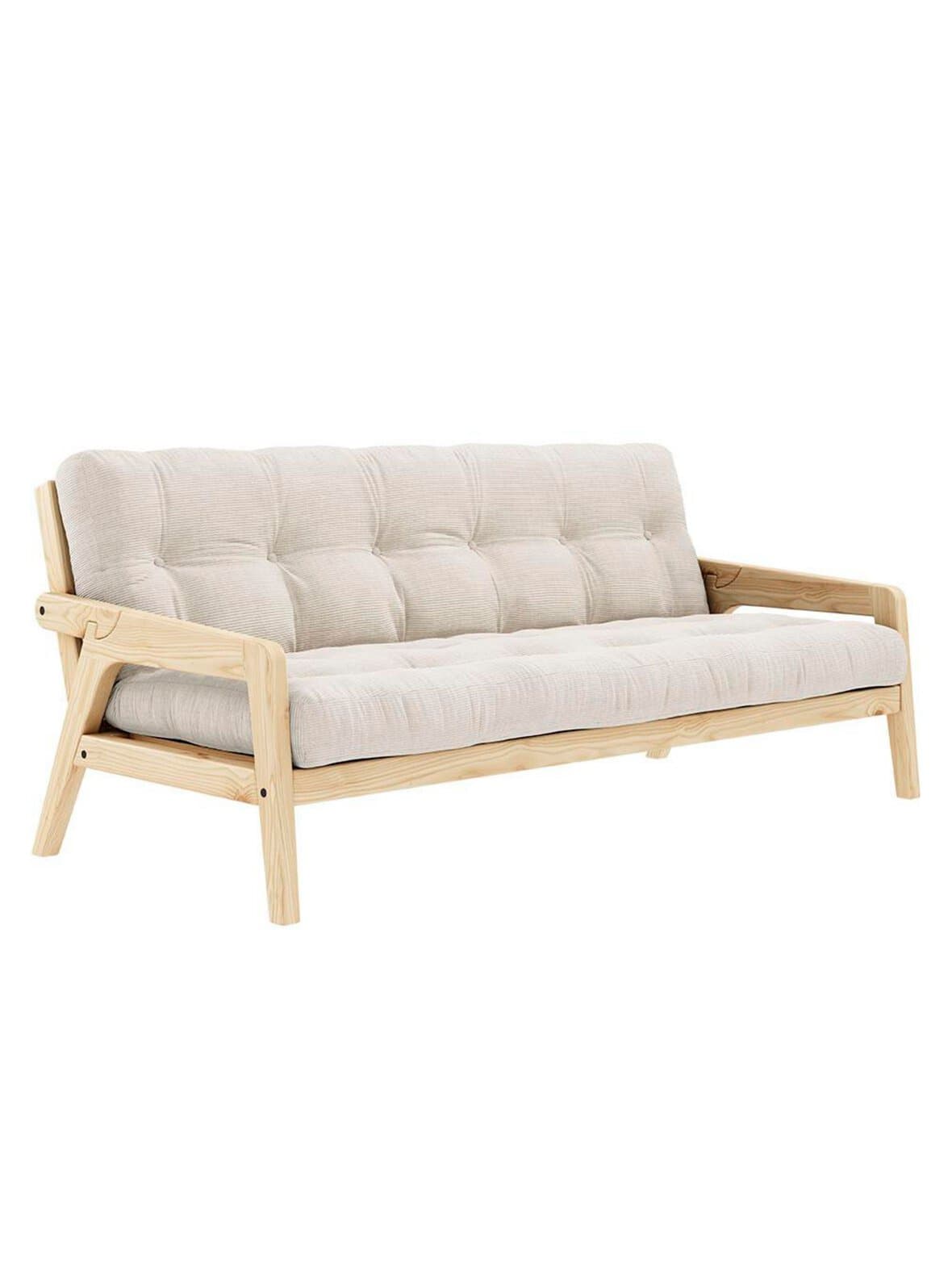 Grab-futonsohva corduroy-kangas ivory/mänty l 200 cm – Karup