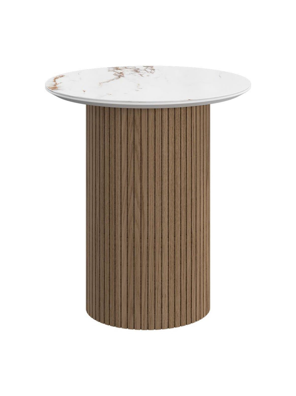 Santiago-sivupöytä valkoinen keramiikka / tammi ⌀ 46 cm – BoConcept