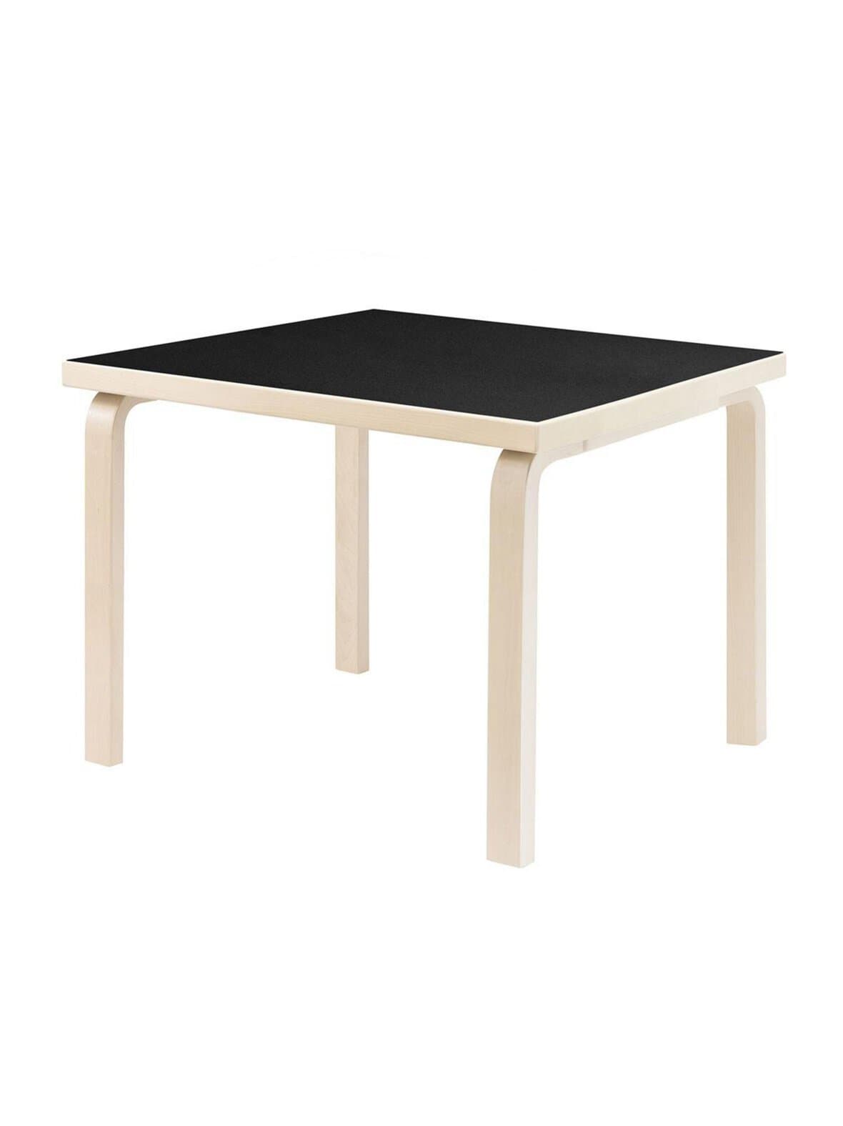 Pöytä 81c koivu/musta linoleum 75 x 75 cm – Artek