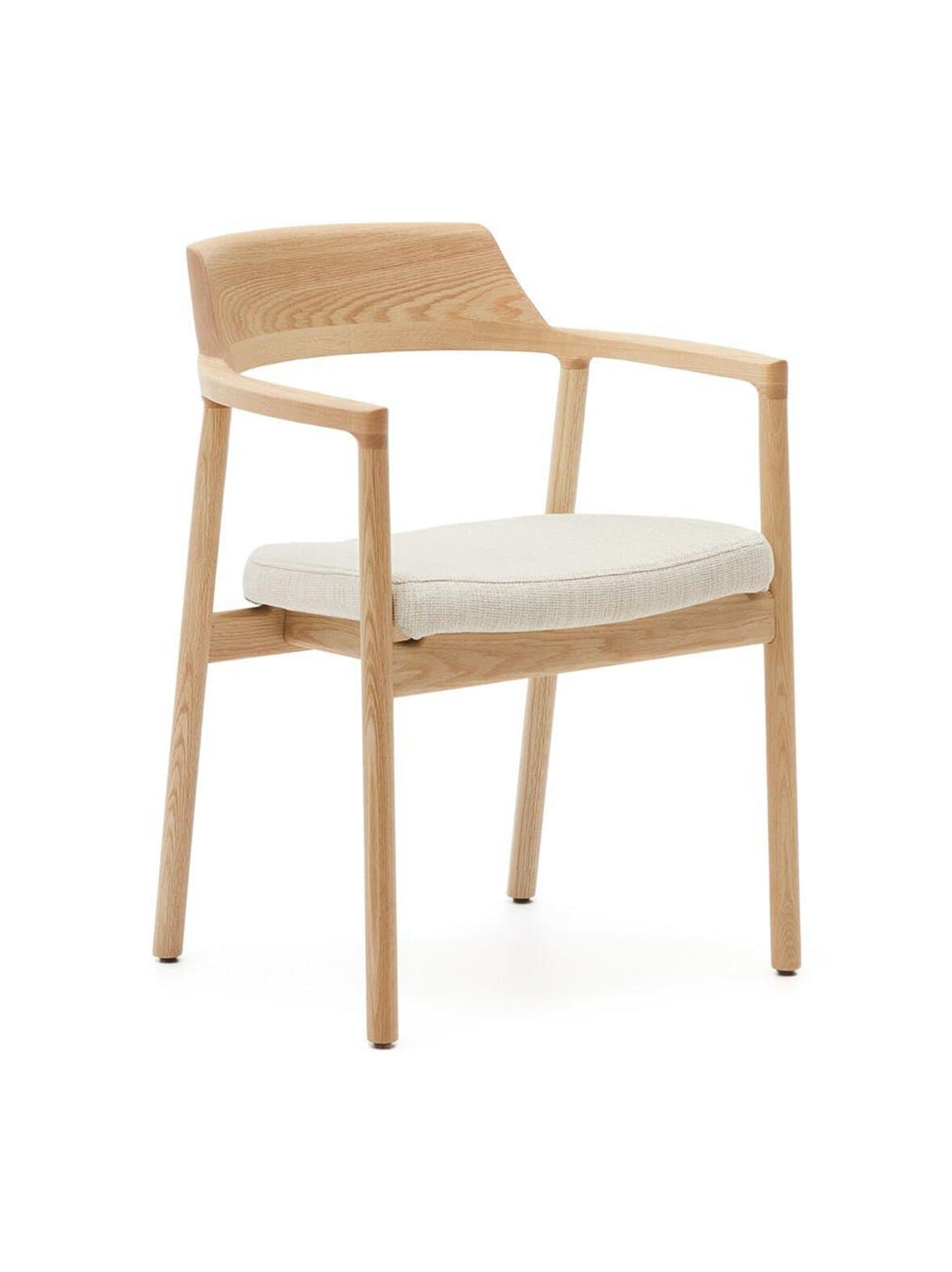 Alocs-tuoli beige chenille-kangas / tammi – Kave Home