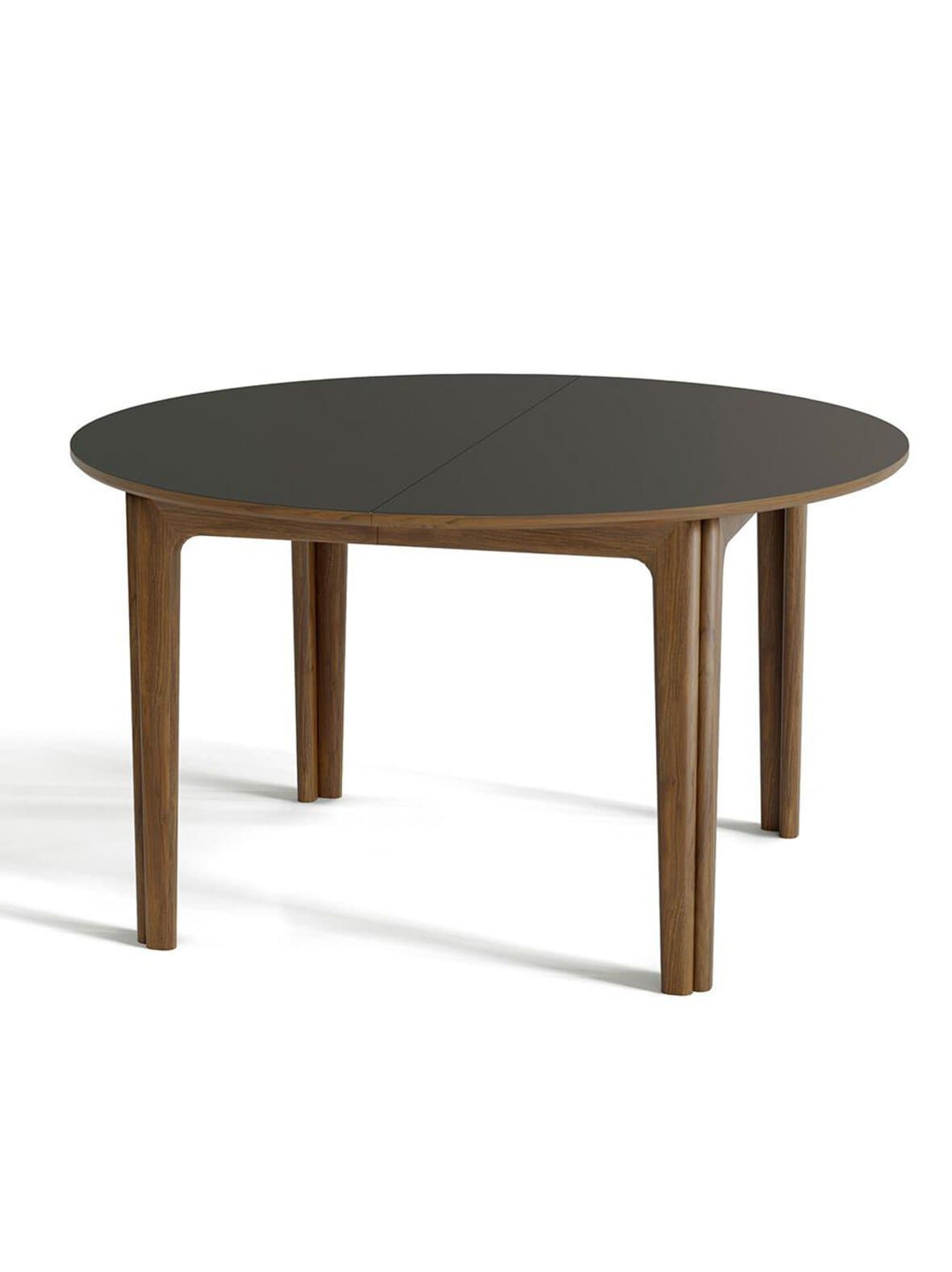 #112- jatkettava pöytä öljytty pähkinä/musta ø 130/230cm – Skovby Möbelfabrik