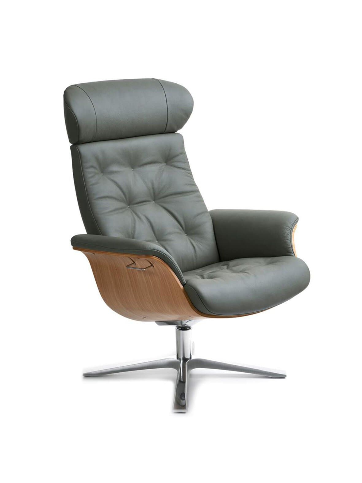 Timeout-nojatuoli tikattu bolzano-nahka seagrass/tammi – Conform