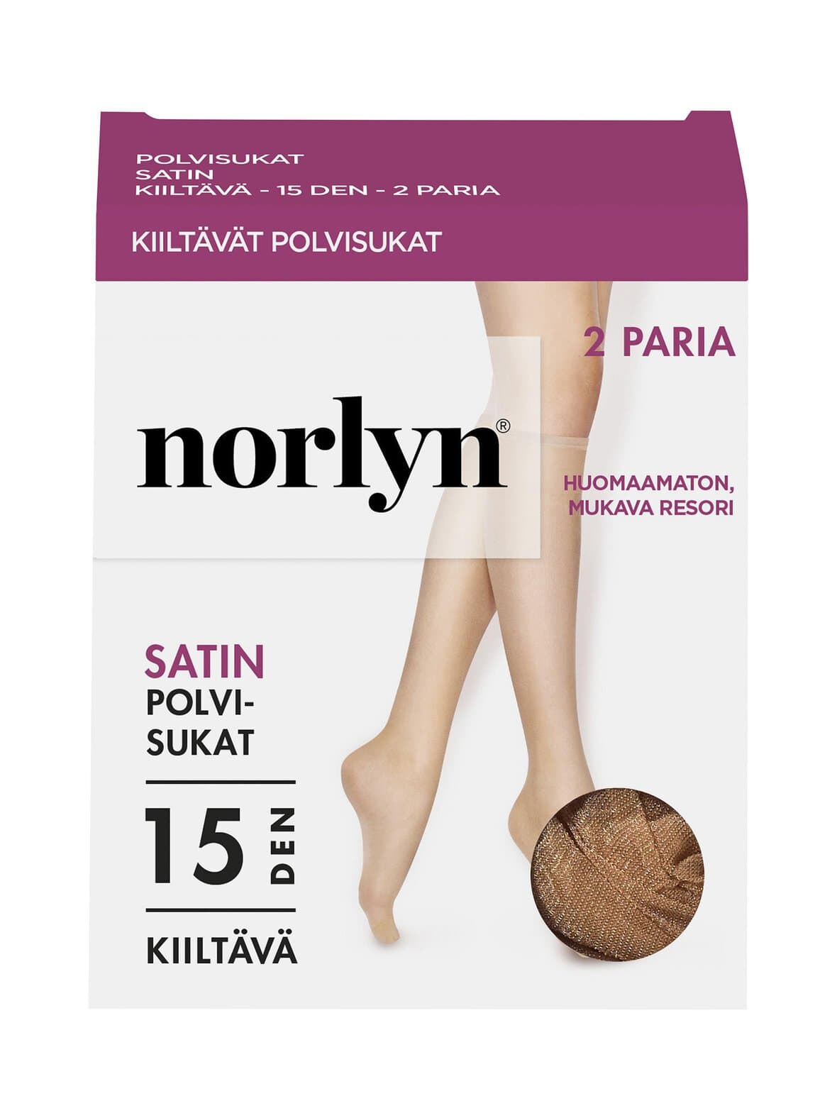 Satin 15 den -polvisukat 2-pack – Norlyn