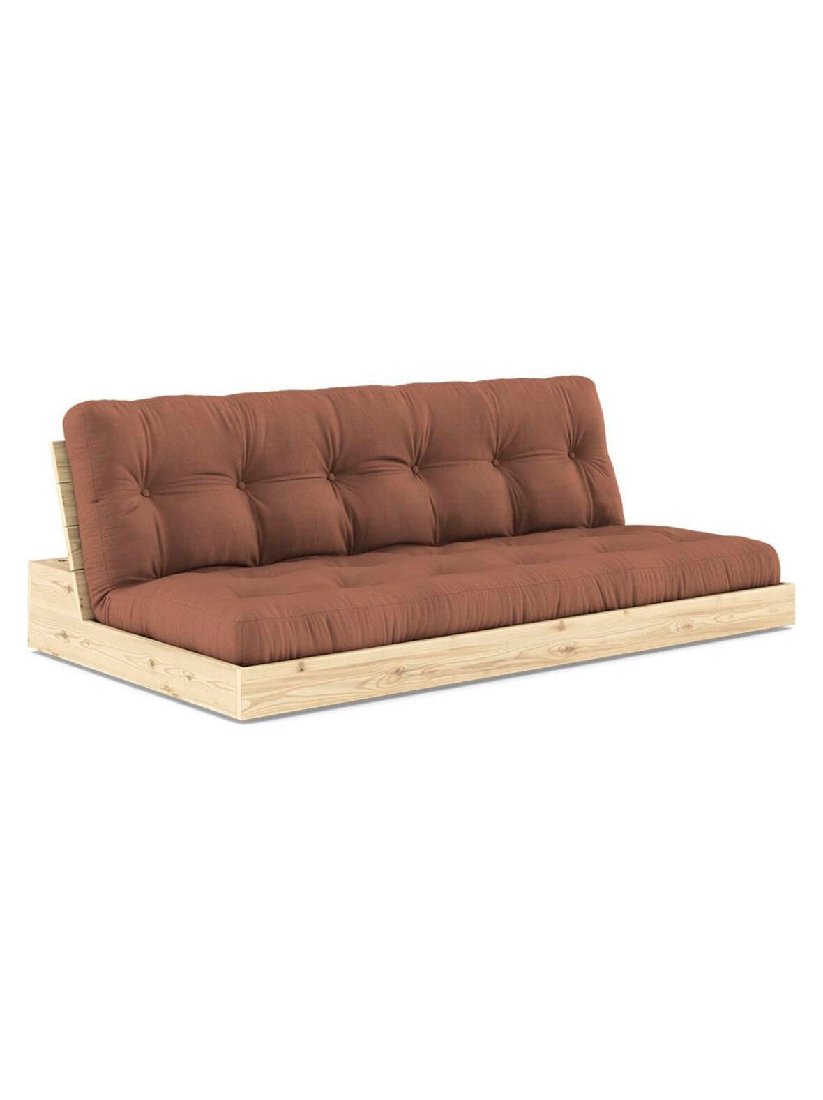 Base-futonsohva clay brown/mänty l 196 cm – Karup