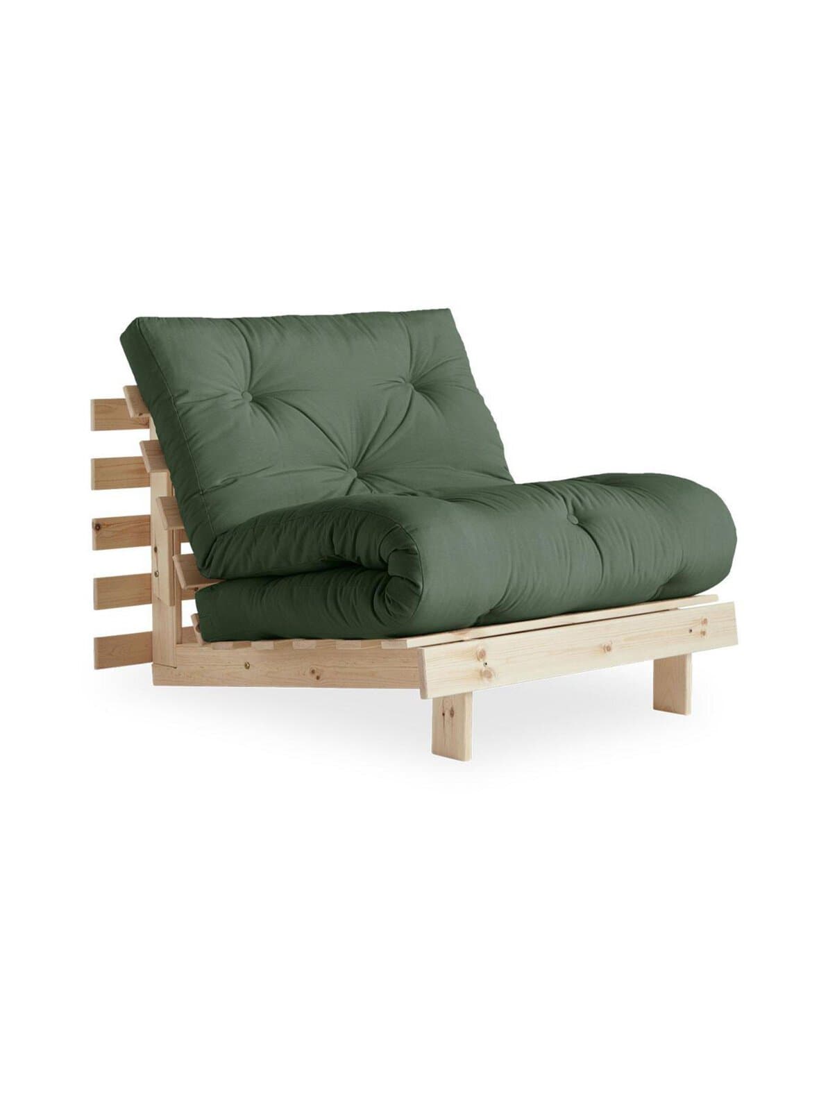 Roots-futonnojatuoli olive green/mänty – Karup
