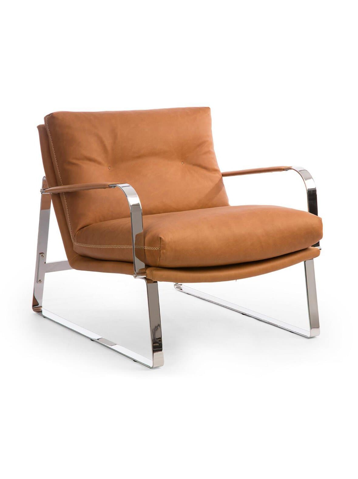 Shabby-lepotuoli kontrastitikkaus jesolo-nahka konjakki / kromi – Conform