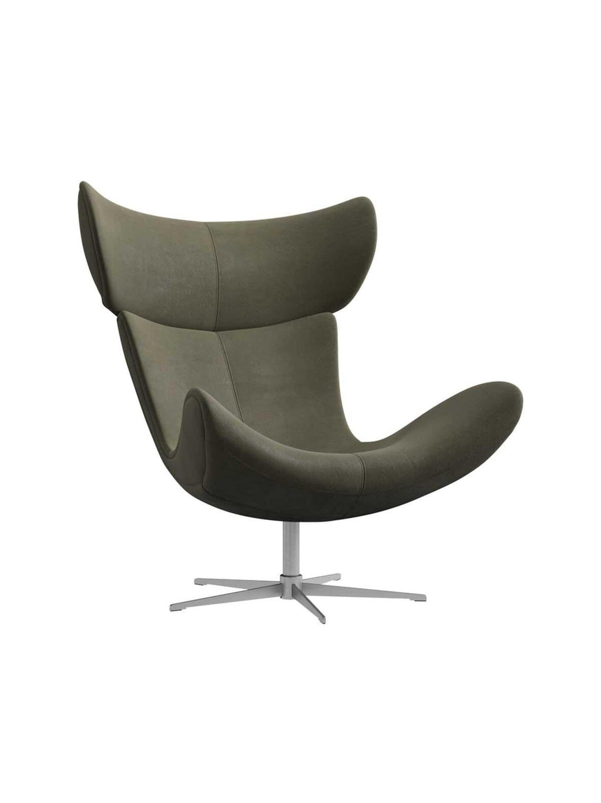Imola-nojatuoli pyörivä jalusta york-nahka 5121 oliivinvihreä / teräs – BoConcept