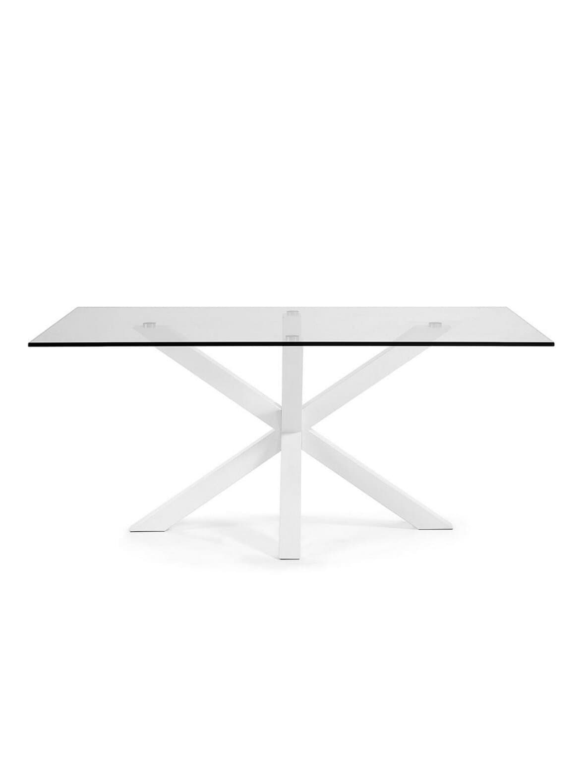 Argo-ruokapöytä lasi/valkoinen 180 x 100 cm – Kave Home