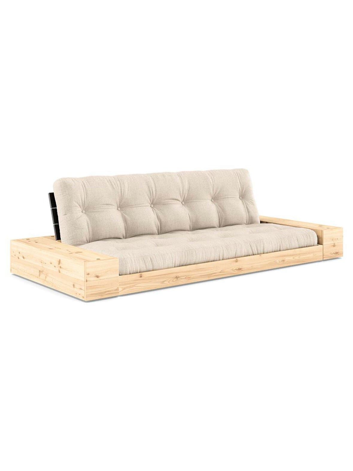 Base-futonsohva laatikoilla linen/musta l 244 cm – Karup