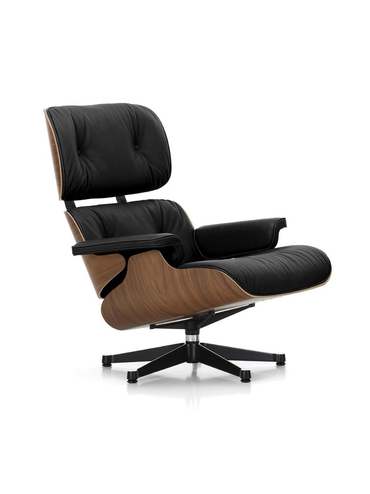 Eames lounge -nojatuoli premium-nahka 66 nero / pähkinä – Vitra