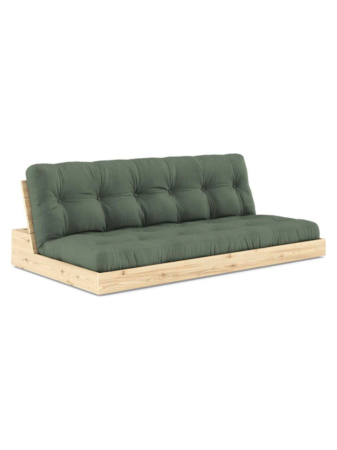 Base-futonsohva olive green/mänty l 196 cm – Karup