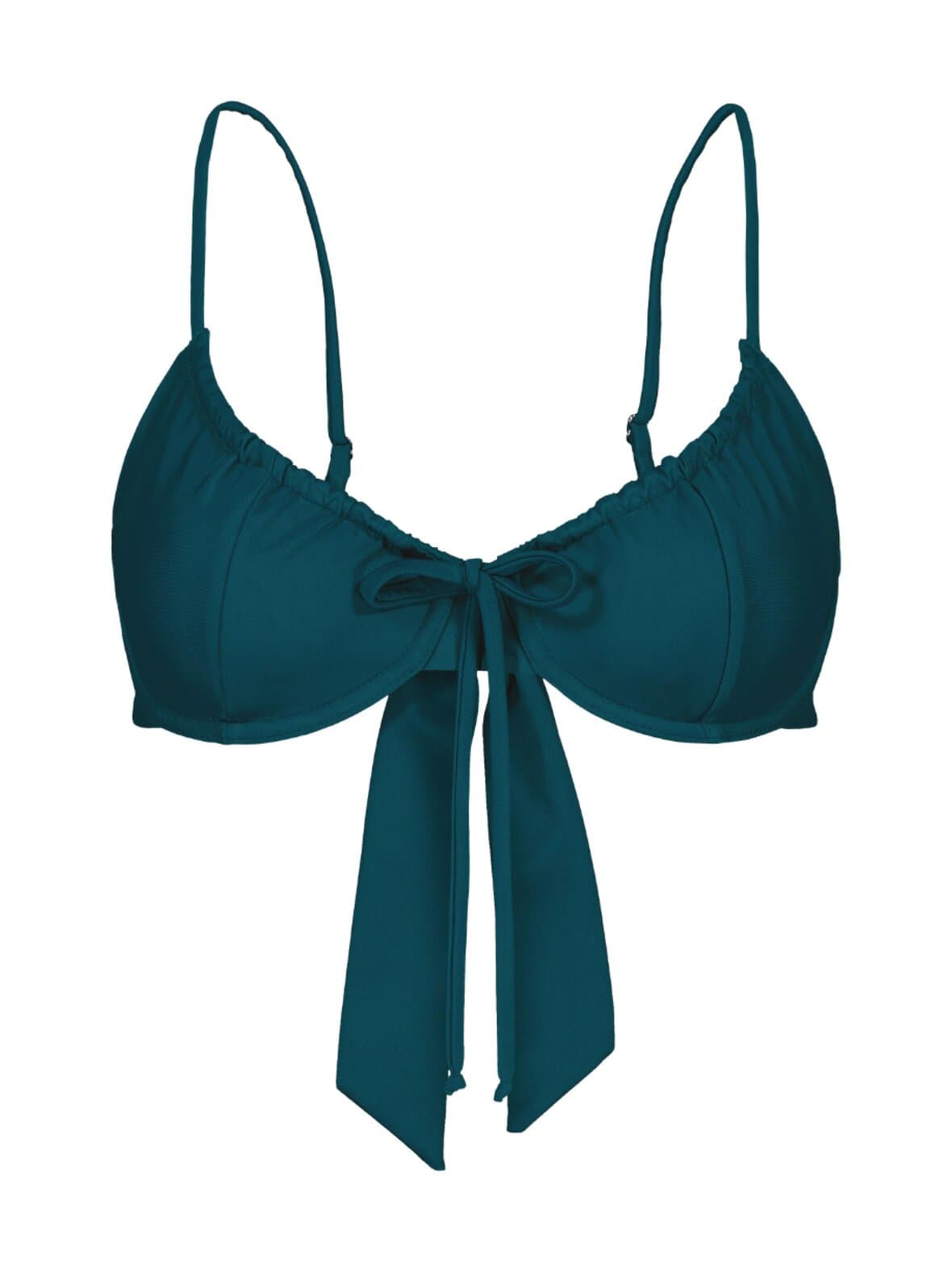 Teal drawstring -bikiniyläosa – Lilja the Label