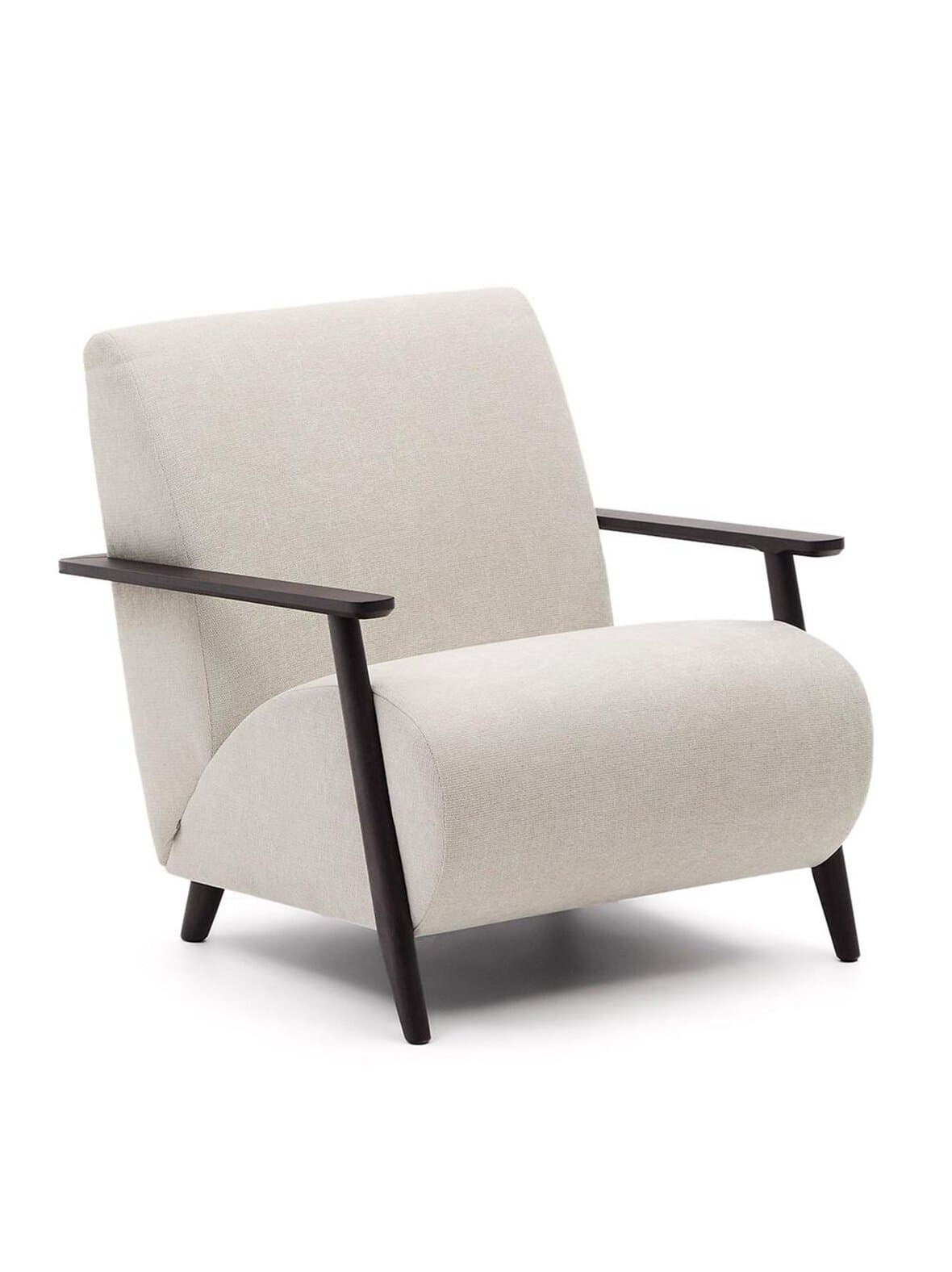 Meghan-nojatuoli helmenharmaa chenille-kangas / tumma pyökki – Kave Home