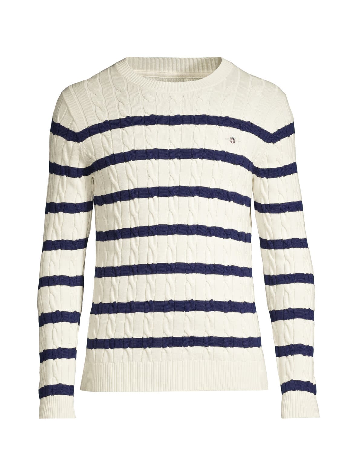 Striped cotton c-neck -palmikkoneule – GANT
