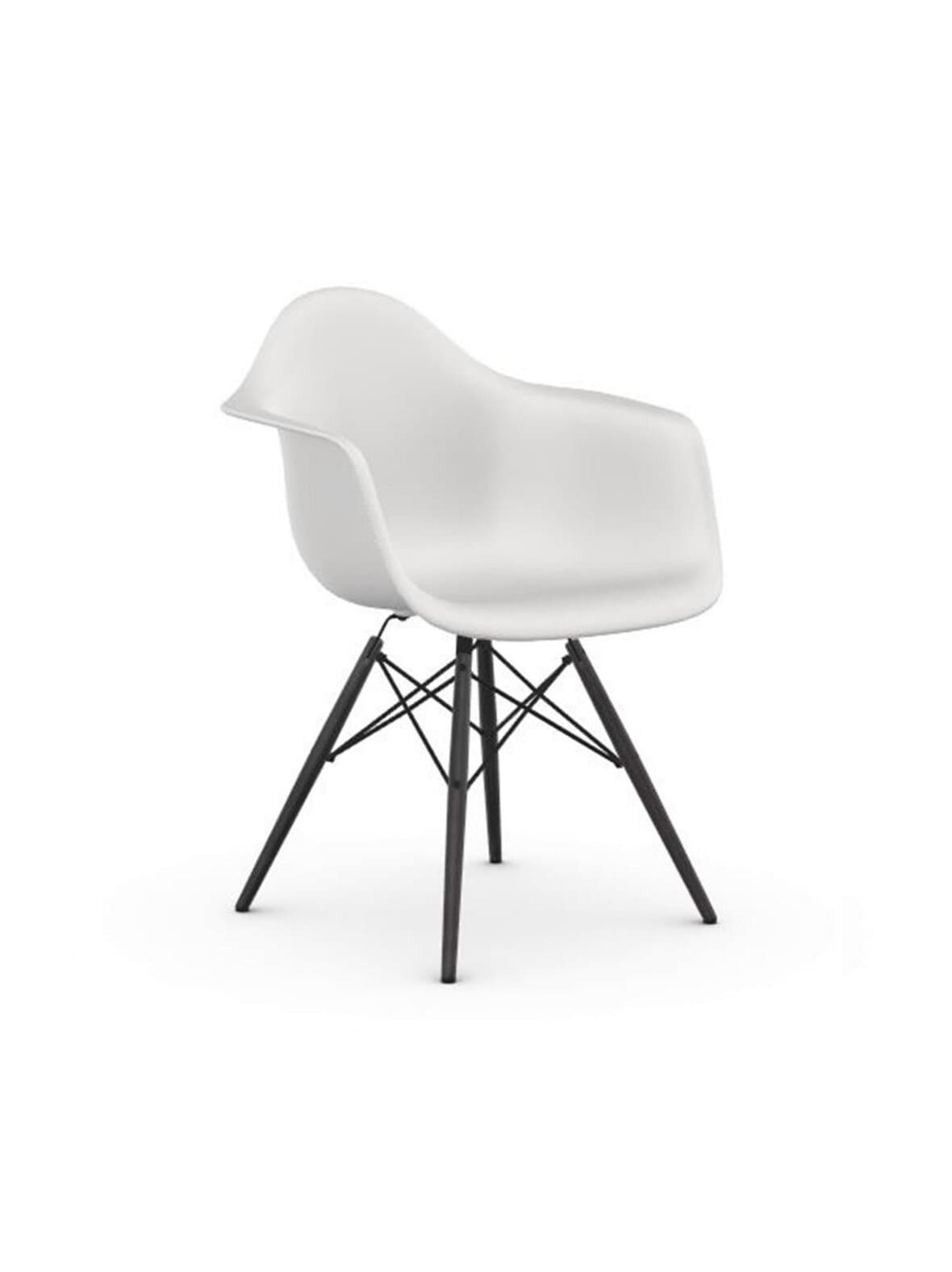 Eames daw re -tuoli käsinojilla cotton white/musta vaahtera – Vitra