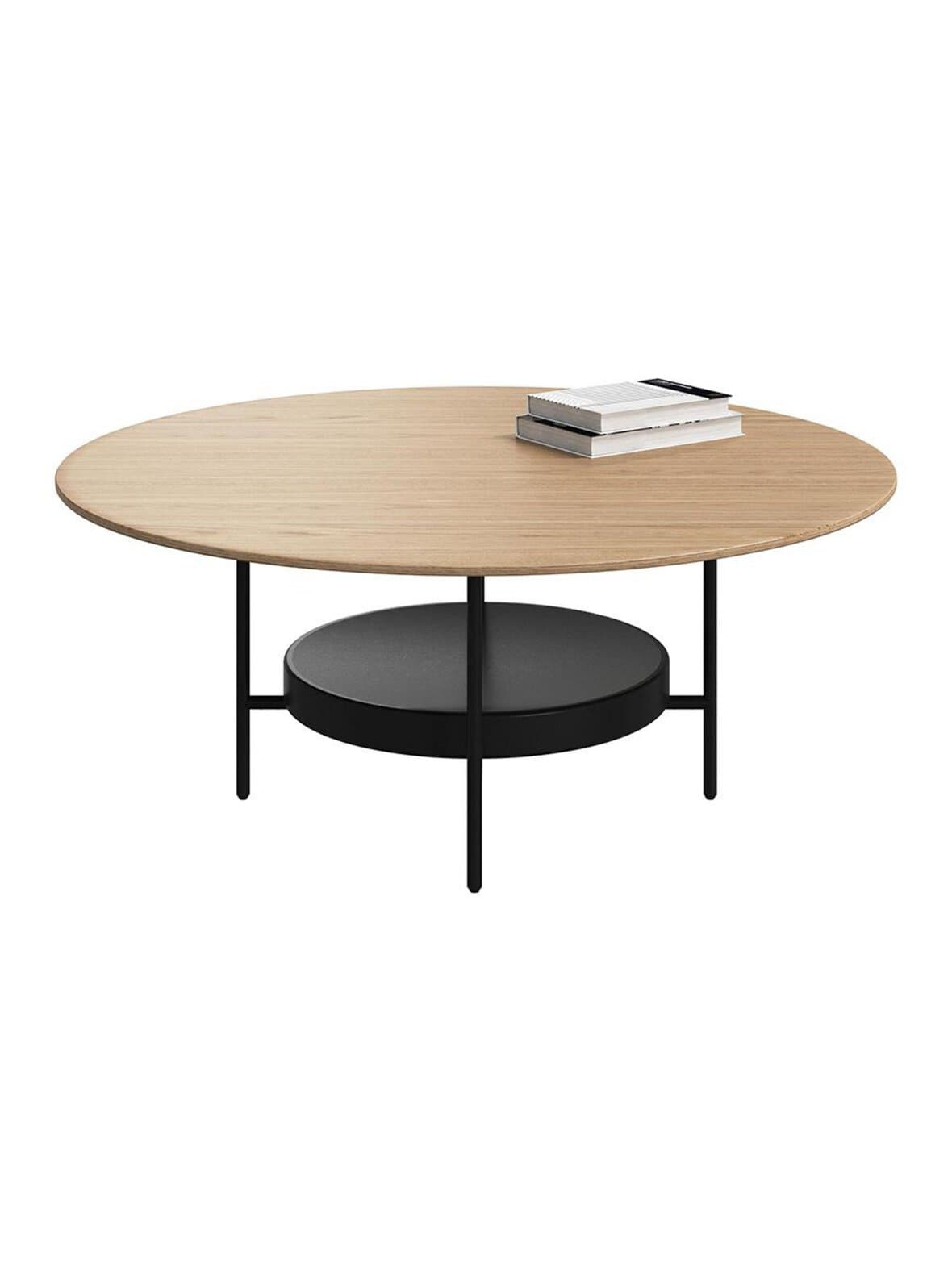 Madrid-sohvapöytä musta metalli / tammi ⌀ 99 cm – BoConcept