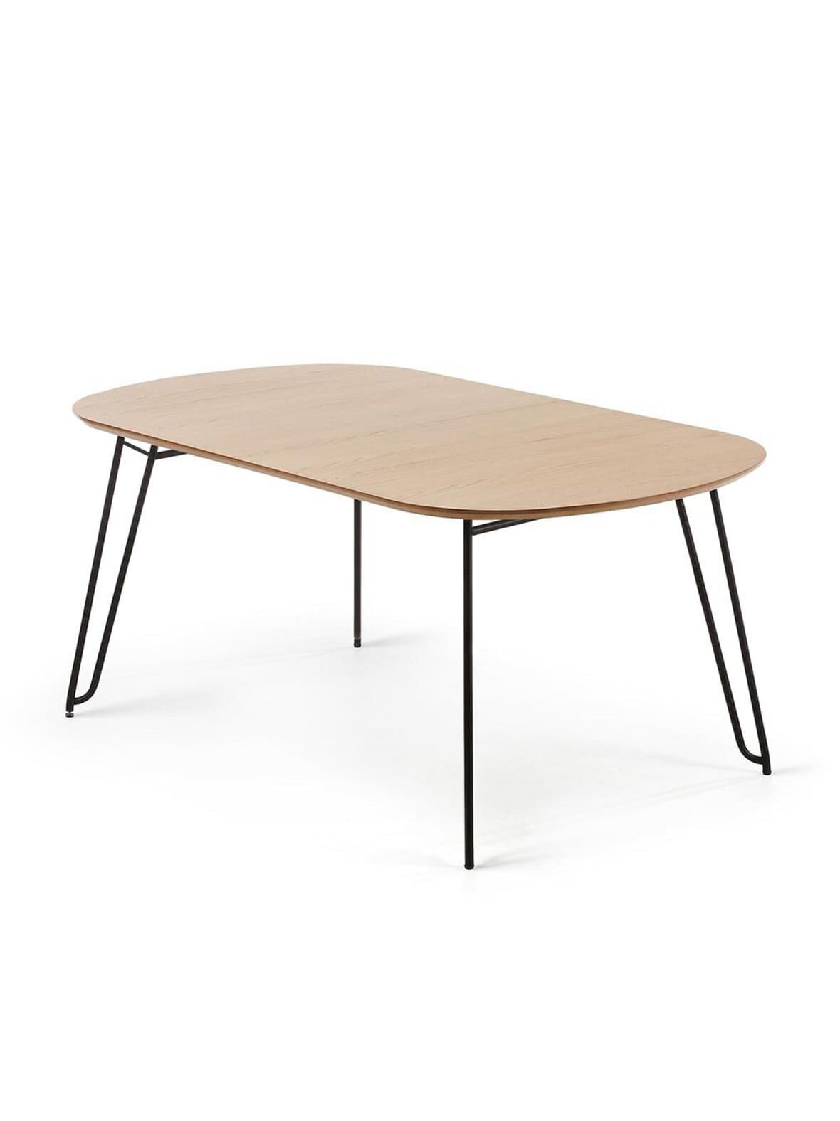 Novac- jatkettava ruokapöytä tammi/musta 100 x 170/320 cm – Kave Home