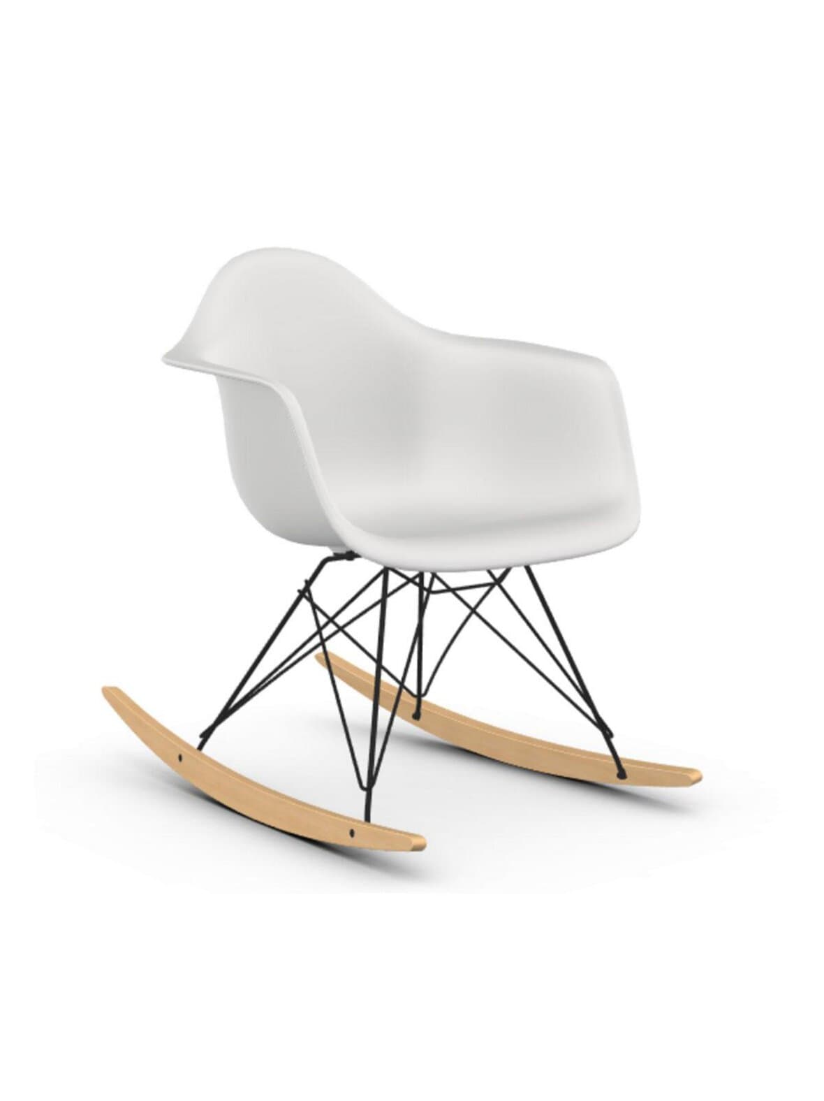 Eames rar re -keinutuoli cotton white/musta/vaalea vaahtera – Vitra
