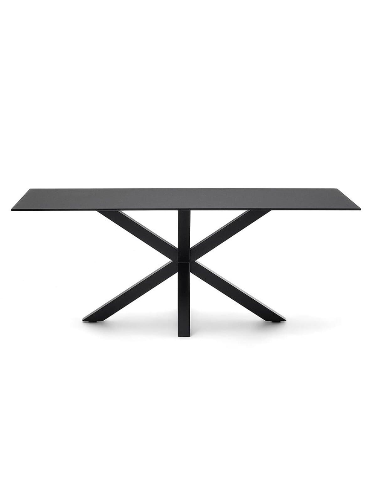 Argo-ruokapöytä musta lasi / musta 200 x 100 cm – Kave Home