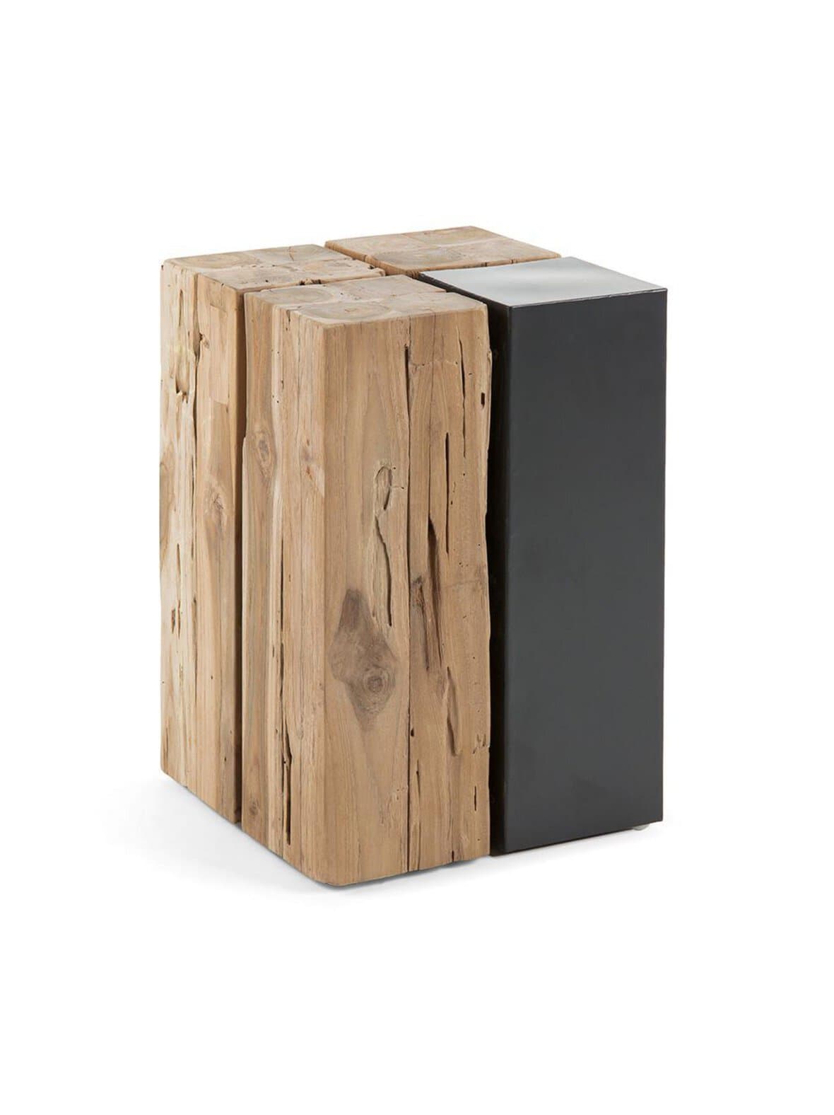 Kwango-sivupöytä tiikki/musta 29 x 29 cm – Kave Home