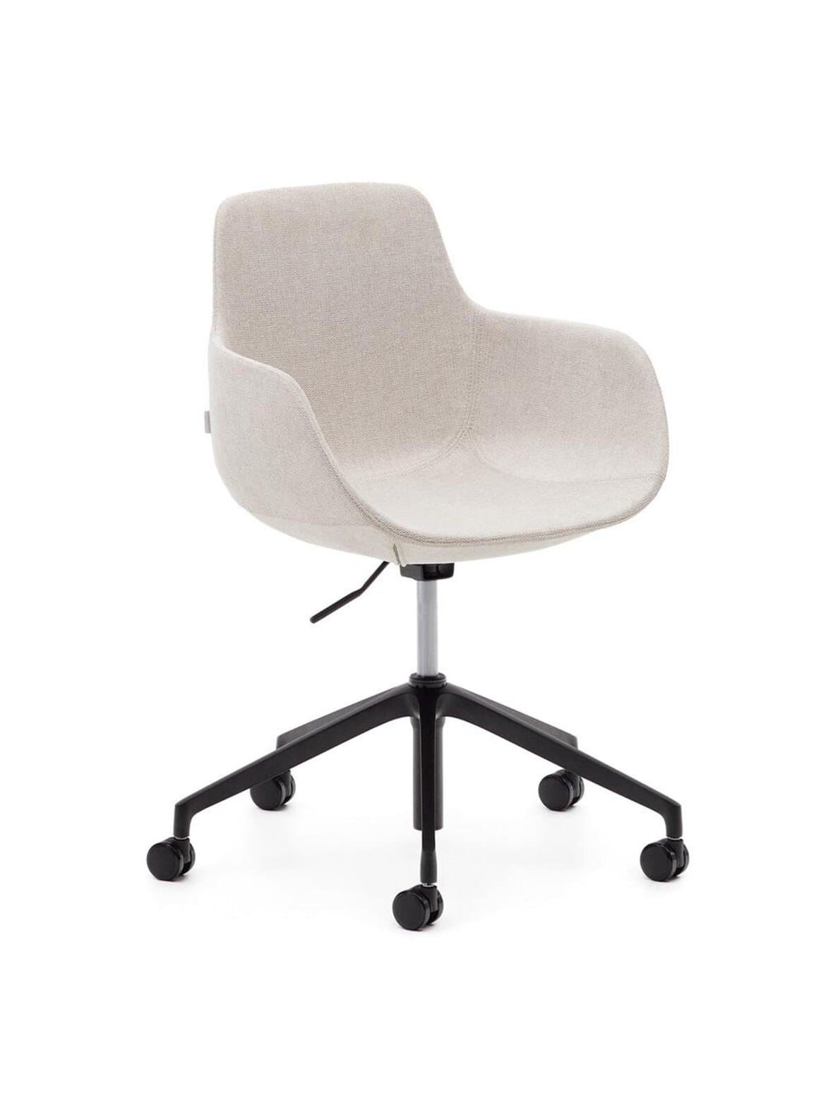 Tissiana-työtuoli pyörillä beige/musta – Kave Home