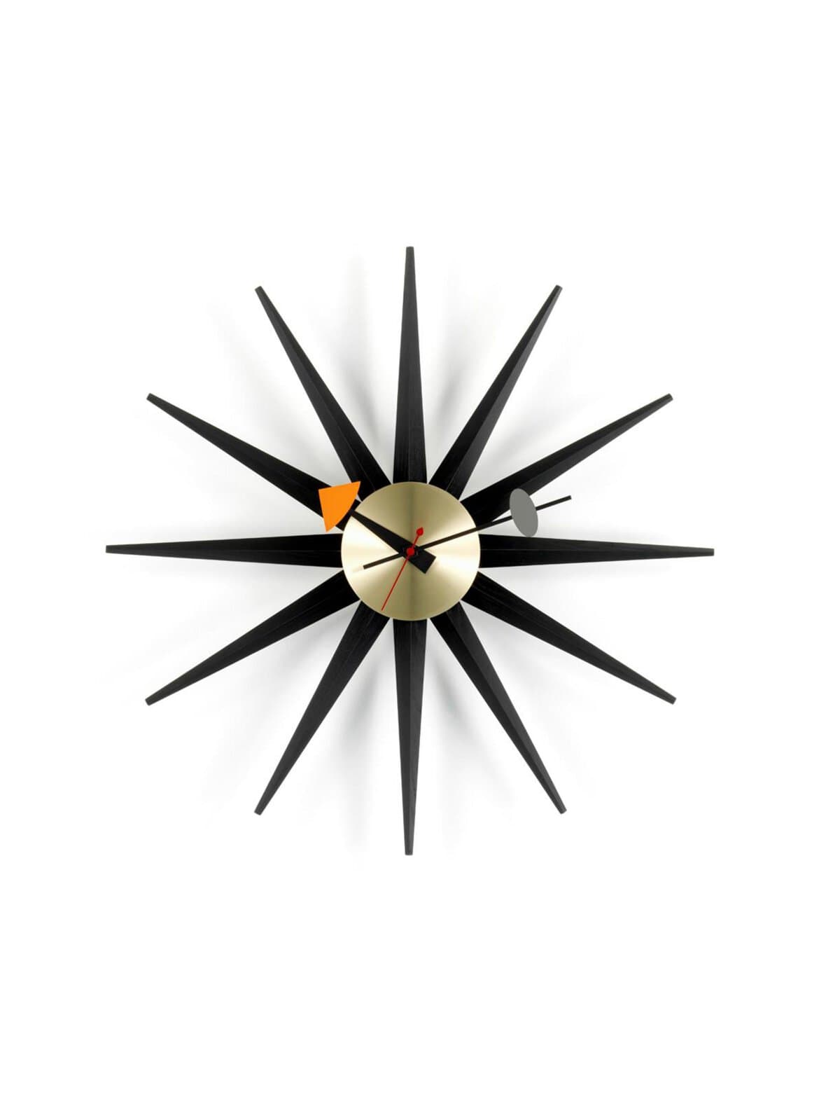 Sunburst-seinäkello musta/messinki ø 47 cm – Vitra