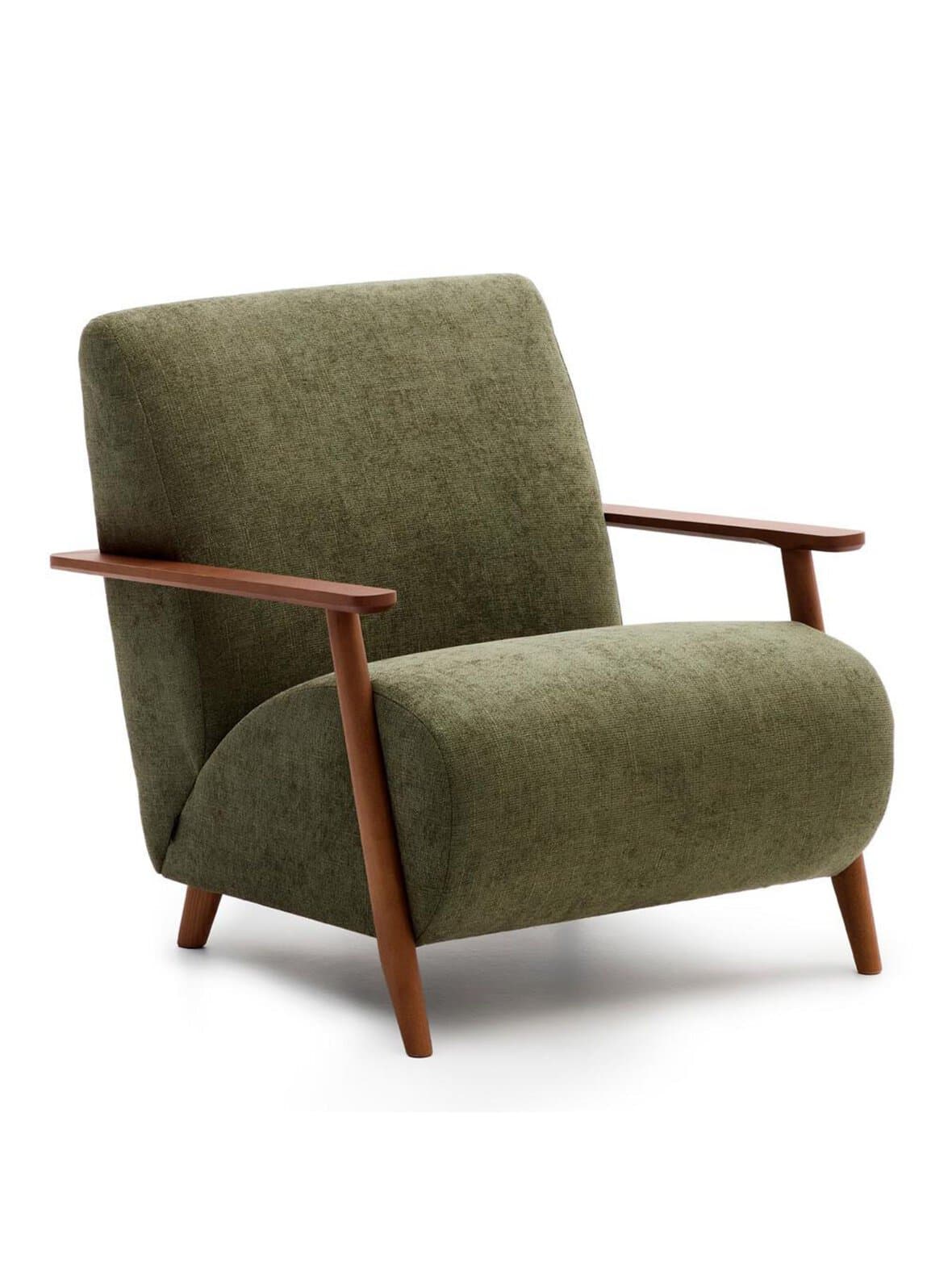 Meghan-nojatuoli vihreä chenille / pähkinä – Kave Home