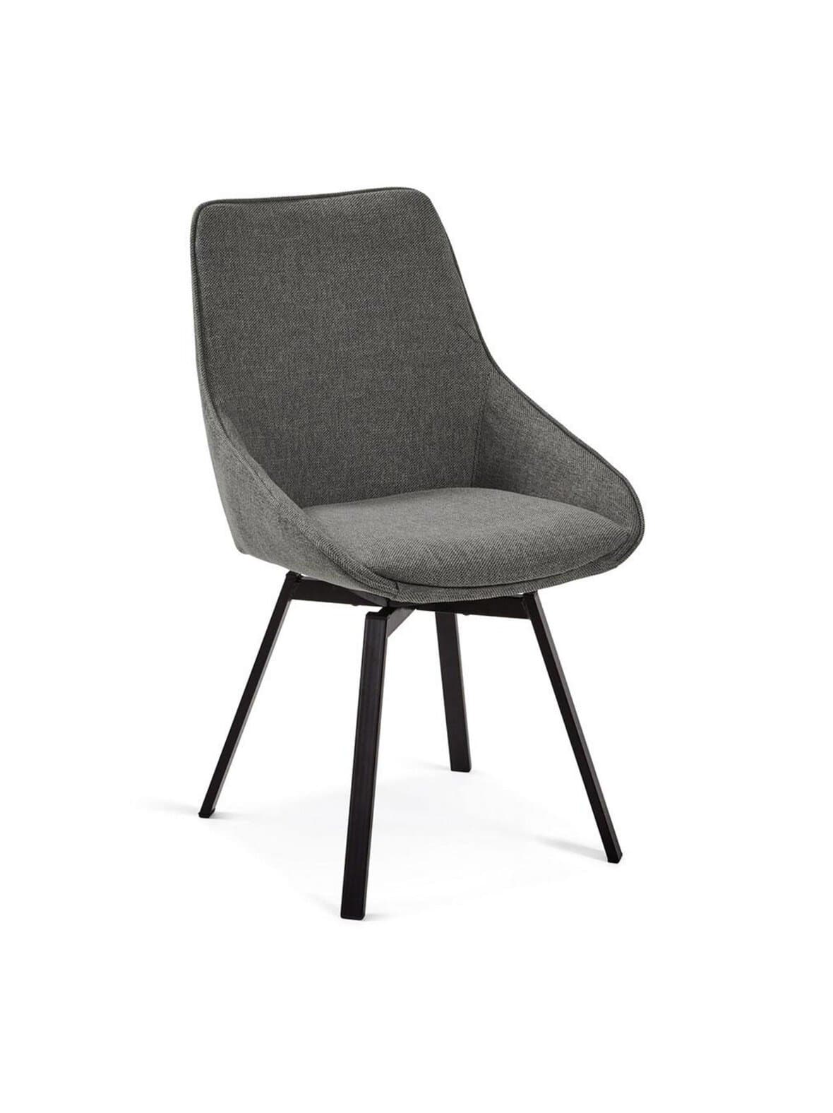 Jenna-tuoli tummanharmaa chenille-kangas – Kave Home