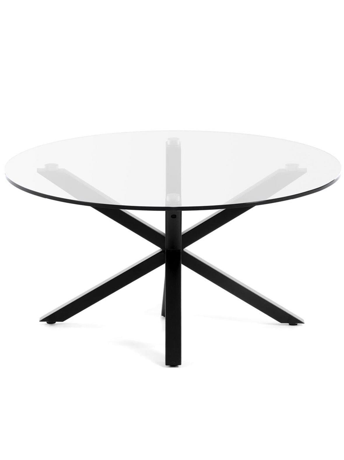 Argo-sohvapöytä kirkas lasi / musta metalli ⌀ 82 cm – Kave Home