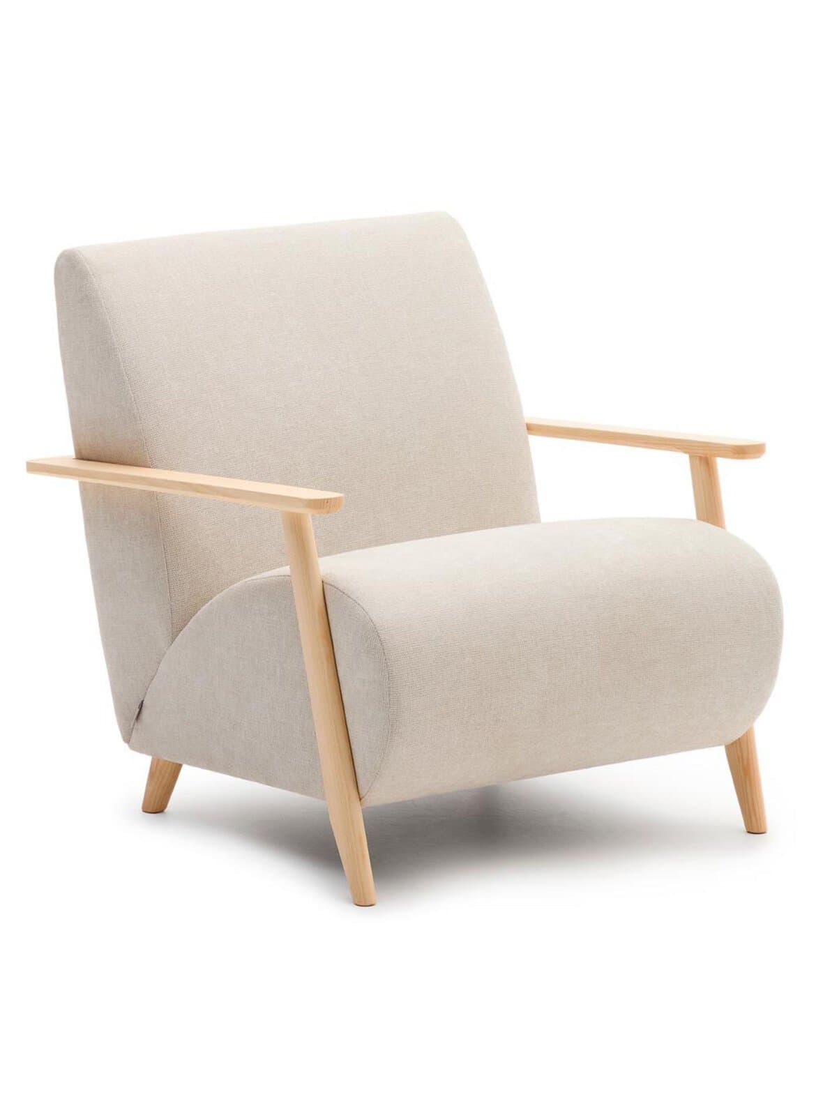 Meghan-nojatuoli helmenharmaa chenille / pyökki – Kave Home
