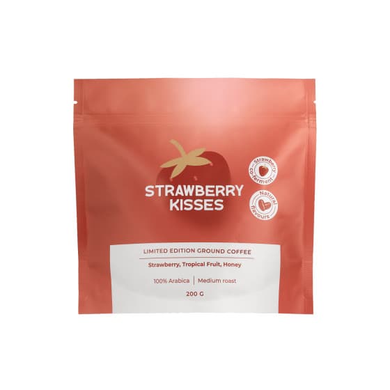 Jauhettu kahvi Strawberry Kisses (fermentoitu mansikoiden kanssa), Limited Edition, 200 g – KahviKaveri
