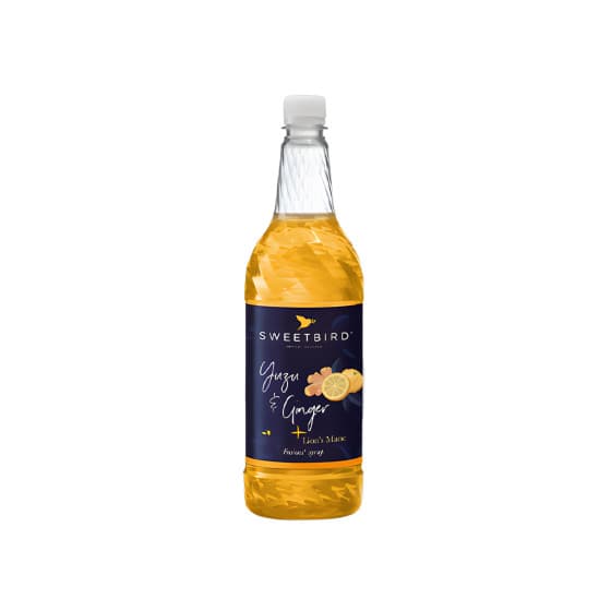 Sweetbird Fusions+ Yuzu & Ginger -siirappi jääjuomille, sisältää siiliorakasta, 1 l – Sweetbird