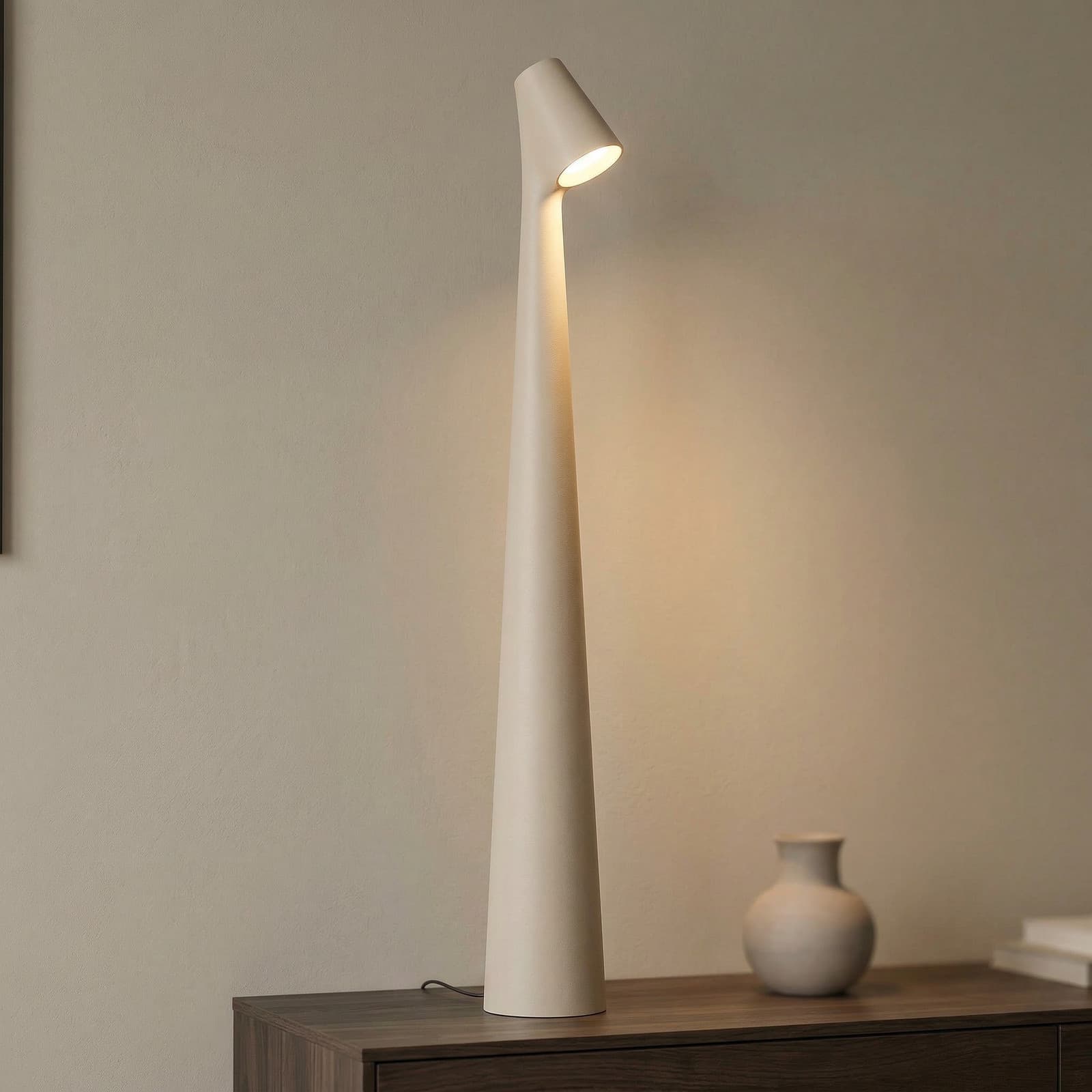 Africa Portable, vaaleanbeige, korkeus 40 cm, LED, akku Vibia - Olohuone - Design - Metalli – Vibia