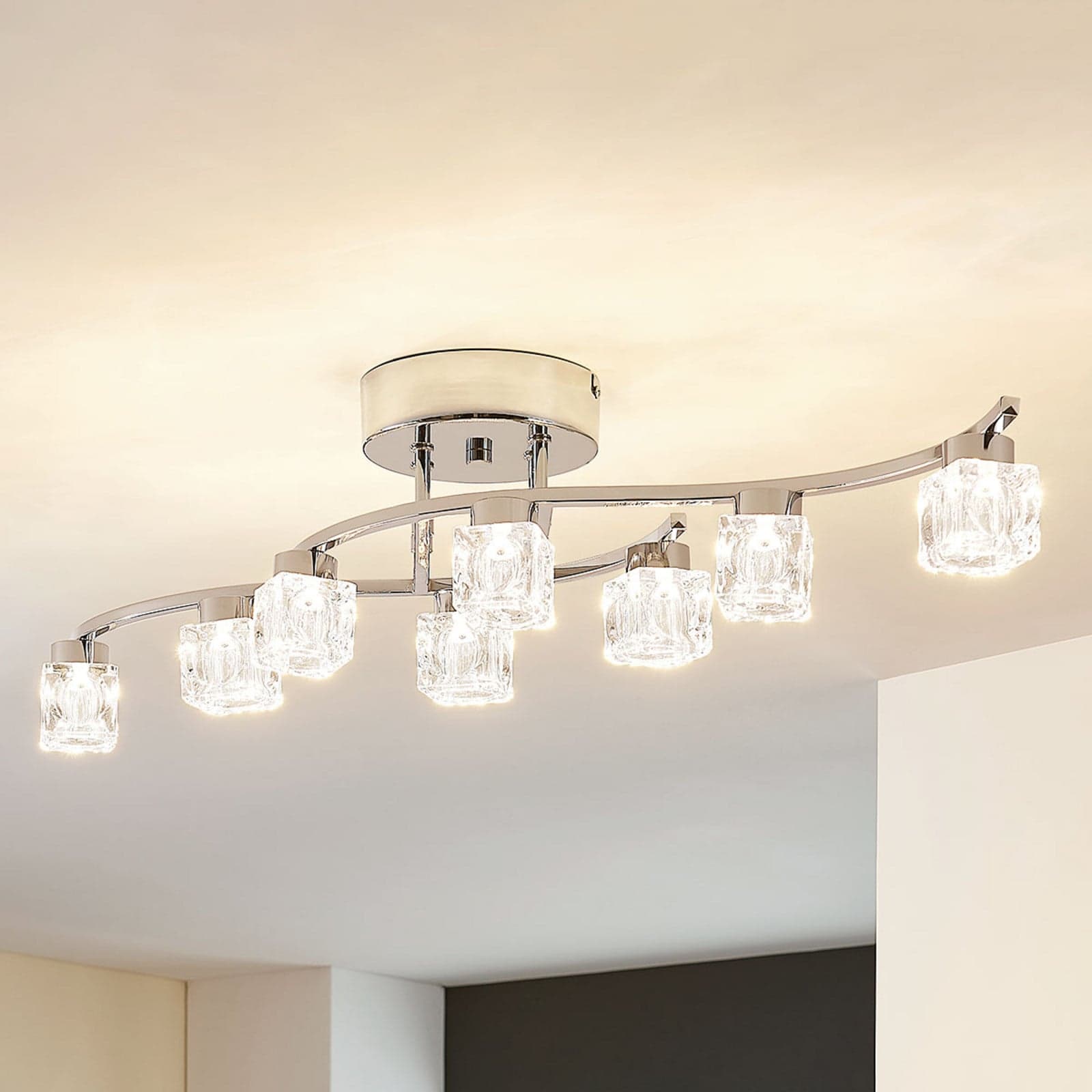 Yaro LED Kattovalaisin Clear/Chrome Lindby - Olohuone - Moderni - Metalli - Monilamppuinen – Lindby