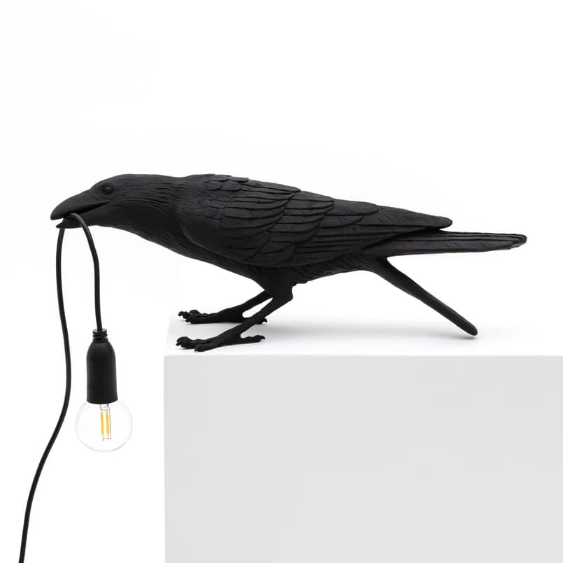 SELETTI - Bird Lamp Playing Pöytävalaisin Musta – SELETTI