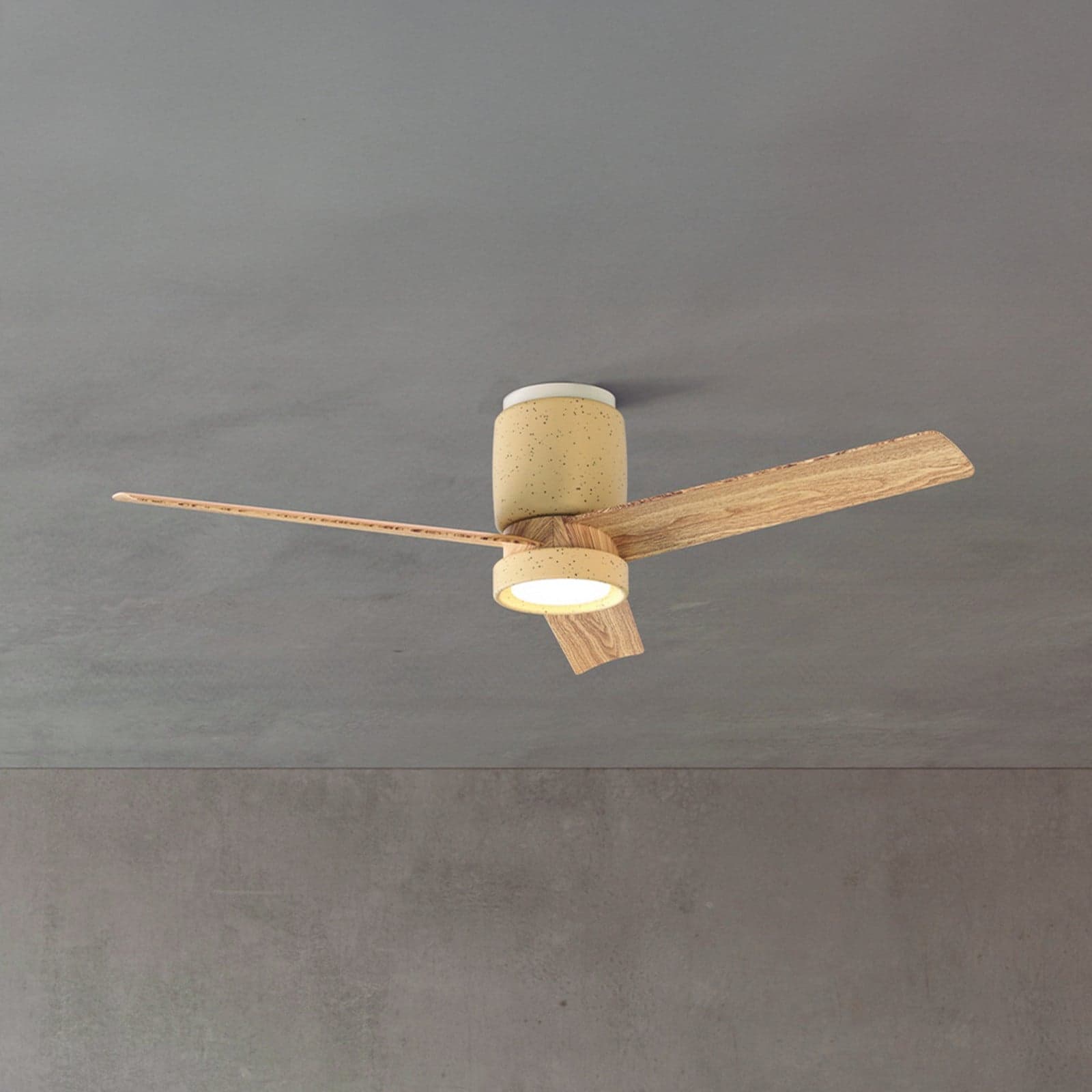 LED-kattotuuletin Ceramica M beige/puu DC hiljainen – Mantra Mantra Iluminación - Olohuone - Moderni - Metalli – Mantra Iluminación