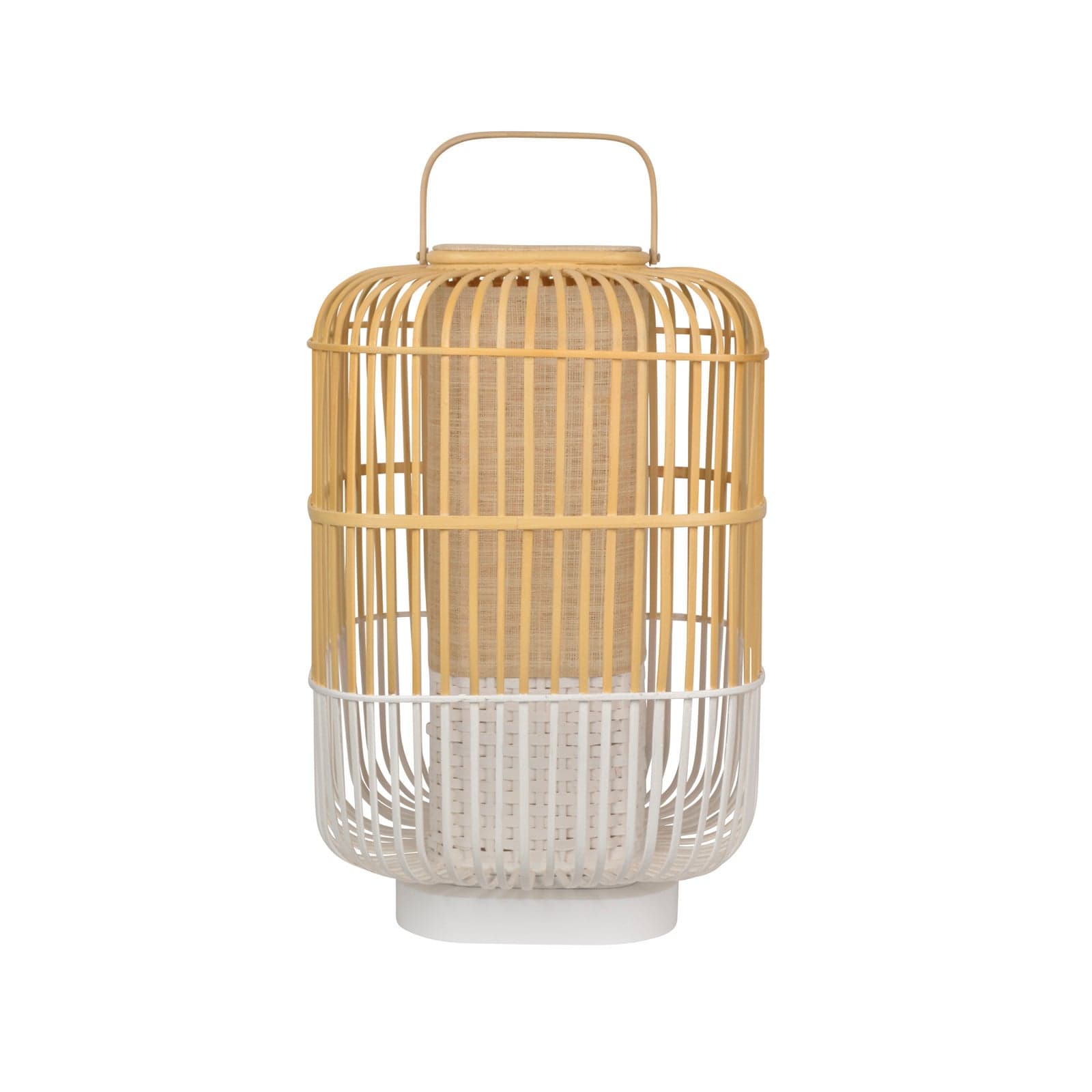 Bamboo Square L pöytävalaisin, valkoinen, korkeus 65,5 cm - Forestier - Olohuone - Design - Bambu - Yksilamppuinen – Forestier